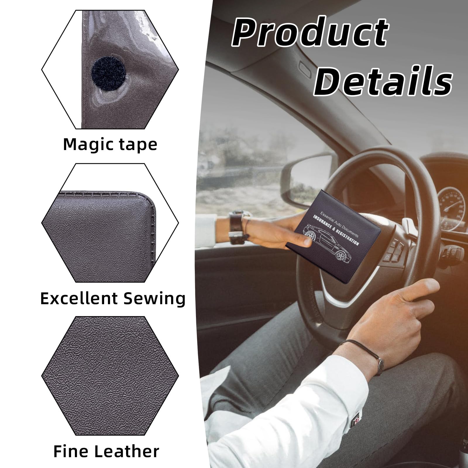 Ziciner Car Registration Insurance Holder, 2Pack Essential Auto Card Document Glove Box Organizer With Closure, Vehicle Interior