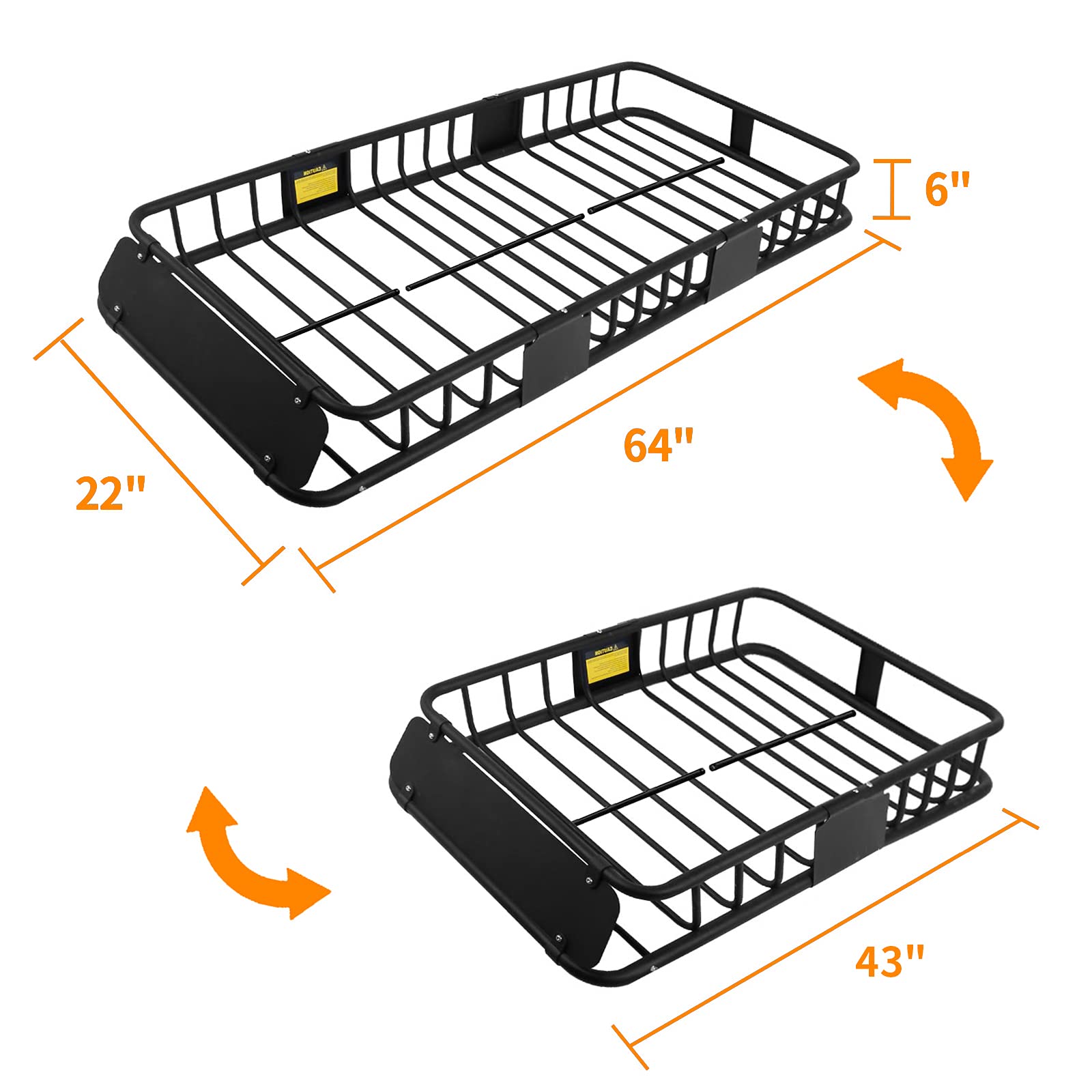 Xcar 64''X 23''X4'' Skinny Roof Basket Cargo Carrier - Heavy Duty Steel Rooftop Cargo Rack - Automotive Top Mount Roof Racks For