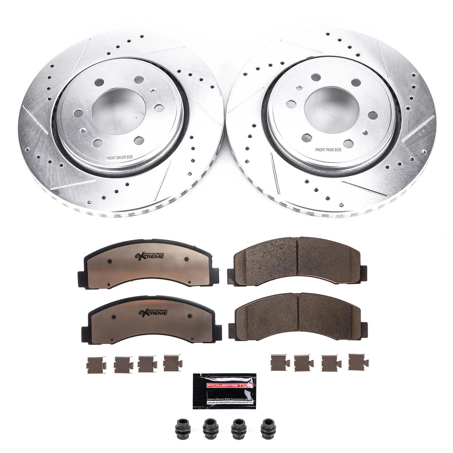 Power Stop K3167-36 Z36 Truck and Tow Front Drilled Slotted Brake Rotors and Carbon Fiber Ceramic Pads Brake Kit For Ford Expedi