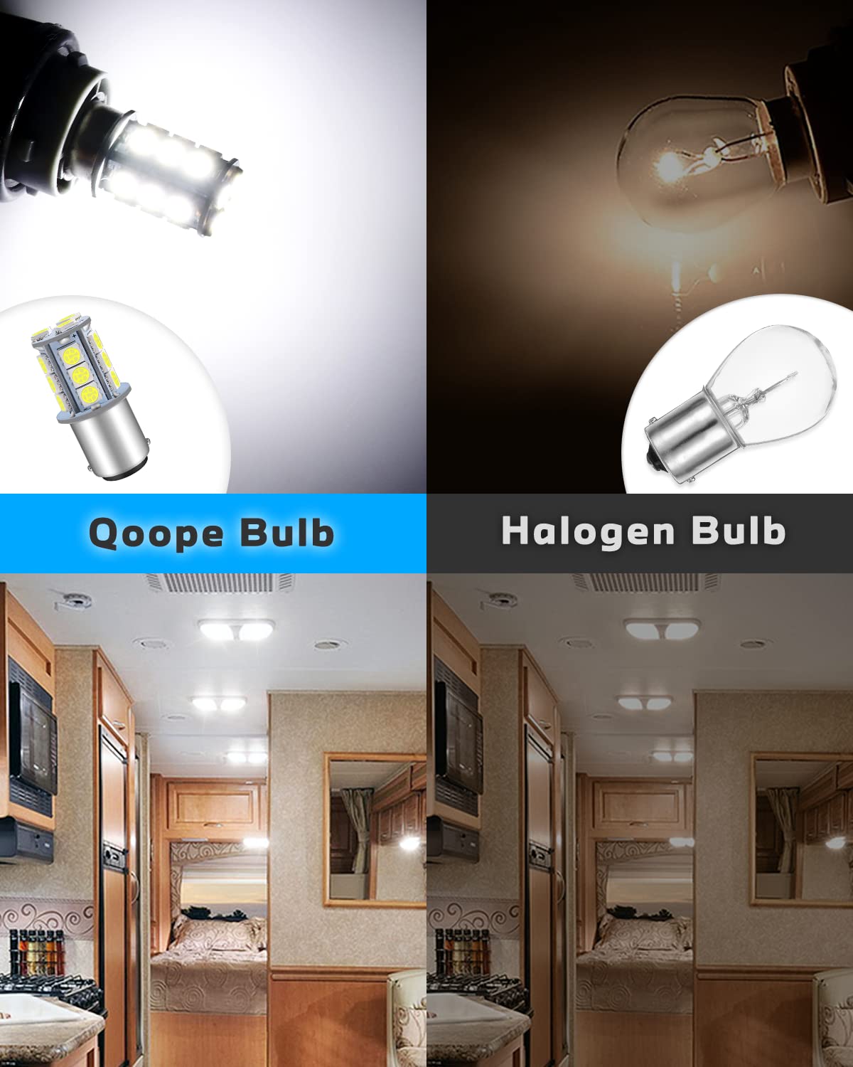 Qoope 6-Pack 1076 Led Bulb For Rv, 1142 1004 Ba15D White Light Bulb Replacement For 12V Camper Trailer Motorhome Boat Interior Light, 5050 18Smd Double Contact Bayonet,#90 Yard Landscape Bulb