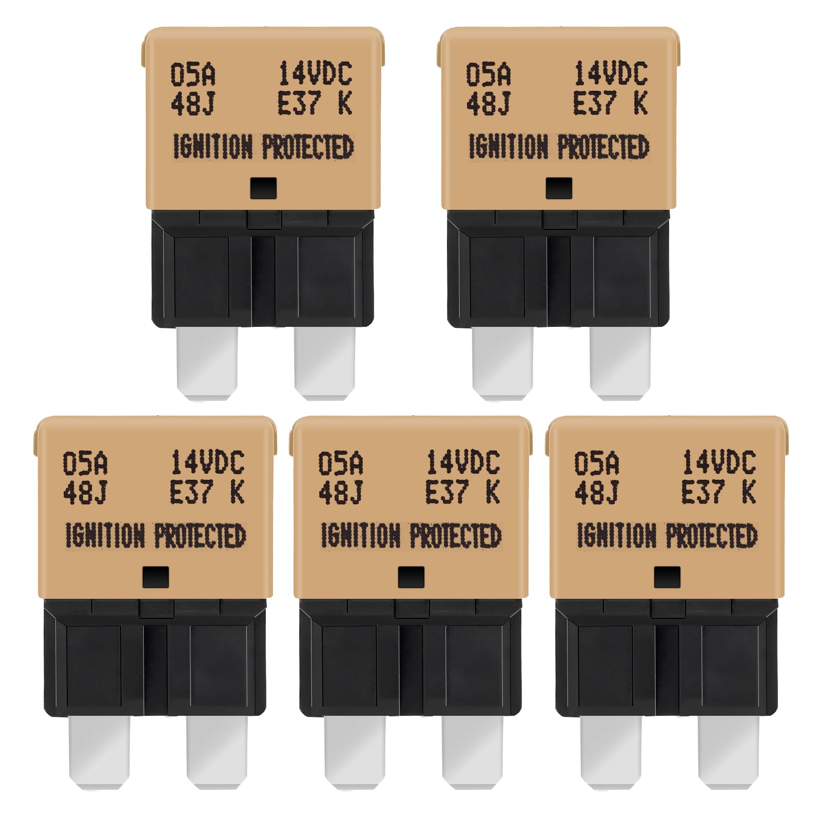 Gloso Circuit Breakers E37 Auto (T1) Reset Low Profile Atc/Ato - (5A - 5 Pack)
