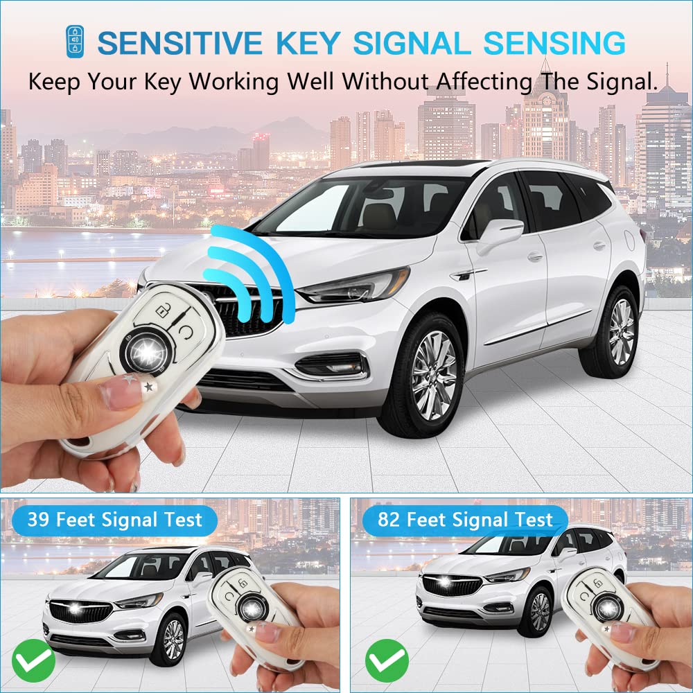 1797 For Buick Key Fob Cover Fit Encore Regal Accessories Car Remote Case Shell Protector Men Women 5 Button White Silver Tpu