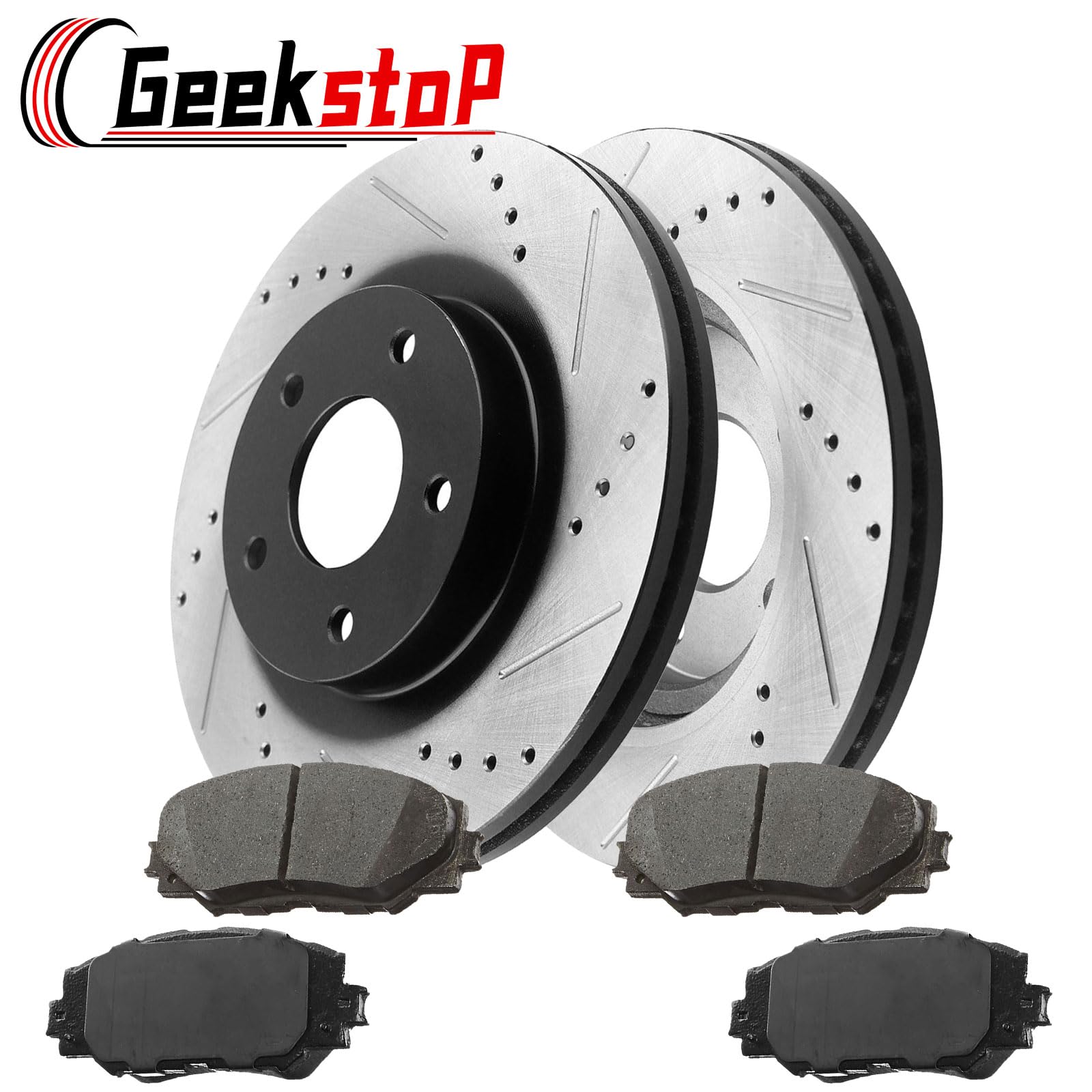 Front Brake Rotors and Pads for 2006-2018 Toyota Rav4, 2012-2017 Toyota Prius V, 2008-2015 Scion xB, 2010-2012 Lexus HS250H Dril