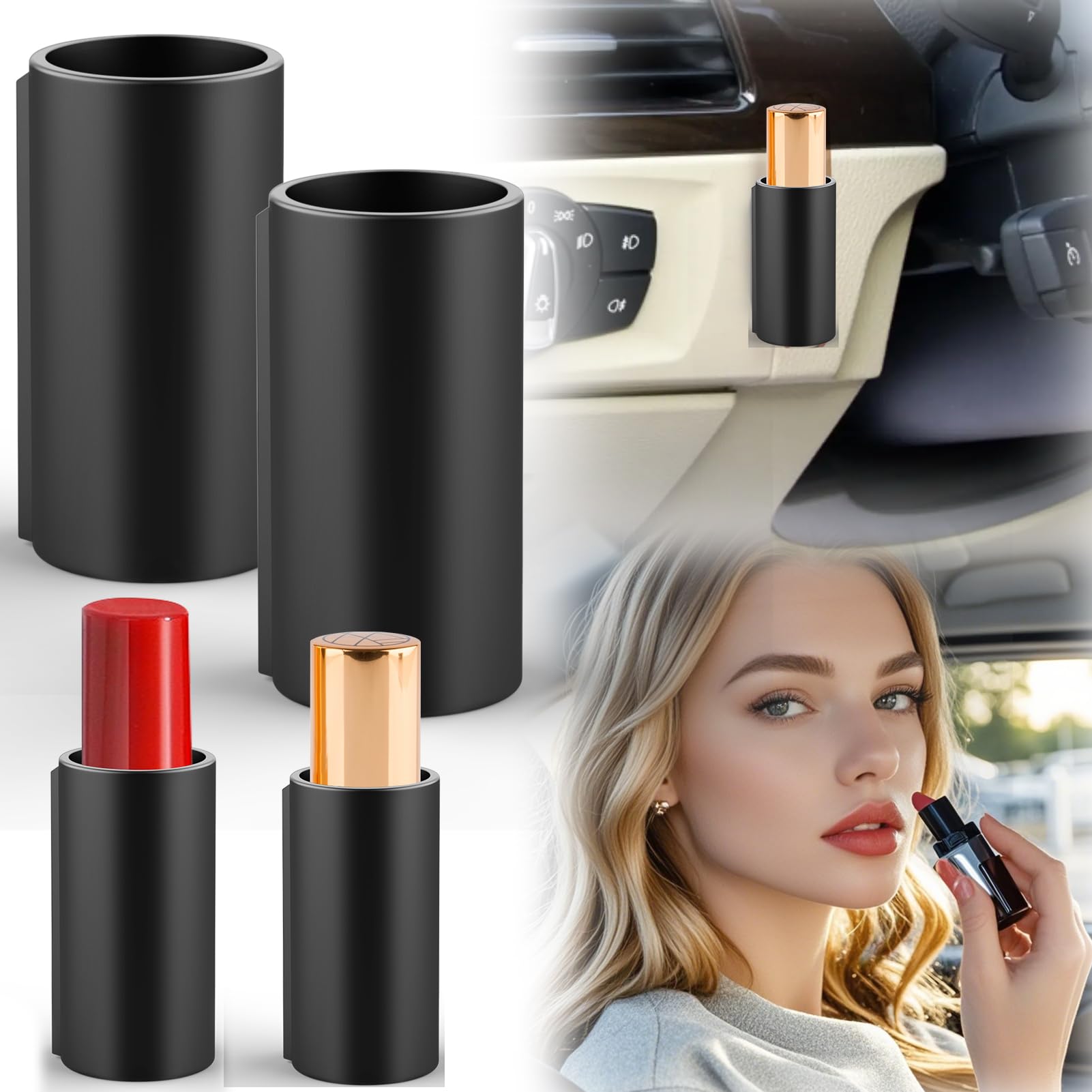 Vodolo 2PCS Car Lip Balm Holder No Melt,Silicone Holder for Chapstick,Fun Aesthetic Car Accessories for Women Interior,Car Holde