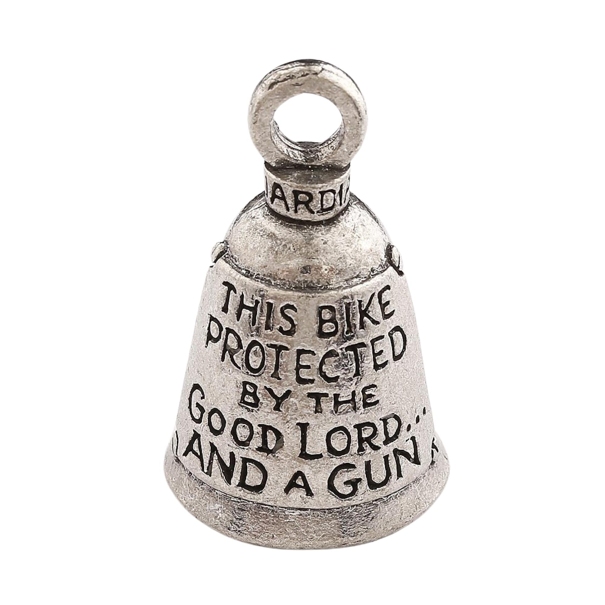 Guardian Bell This Bike Protected By Good Luck Bell W/Keyring & Black Velvet Gift Bag | Motorcycle Bell | Lead-Free Pewter | Mad