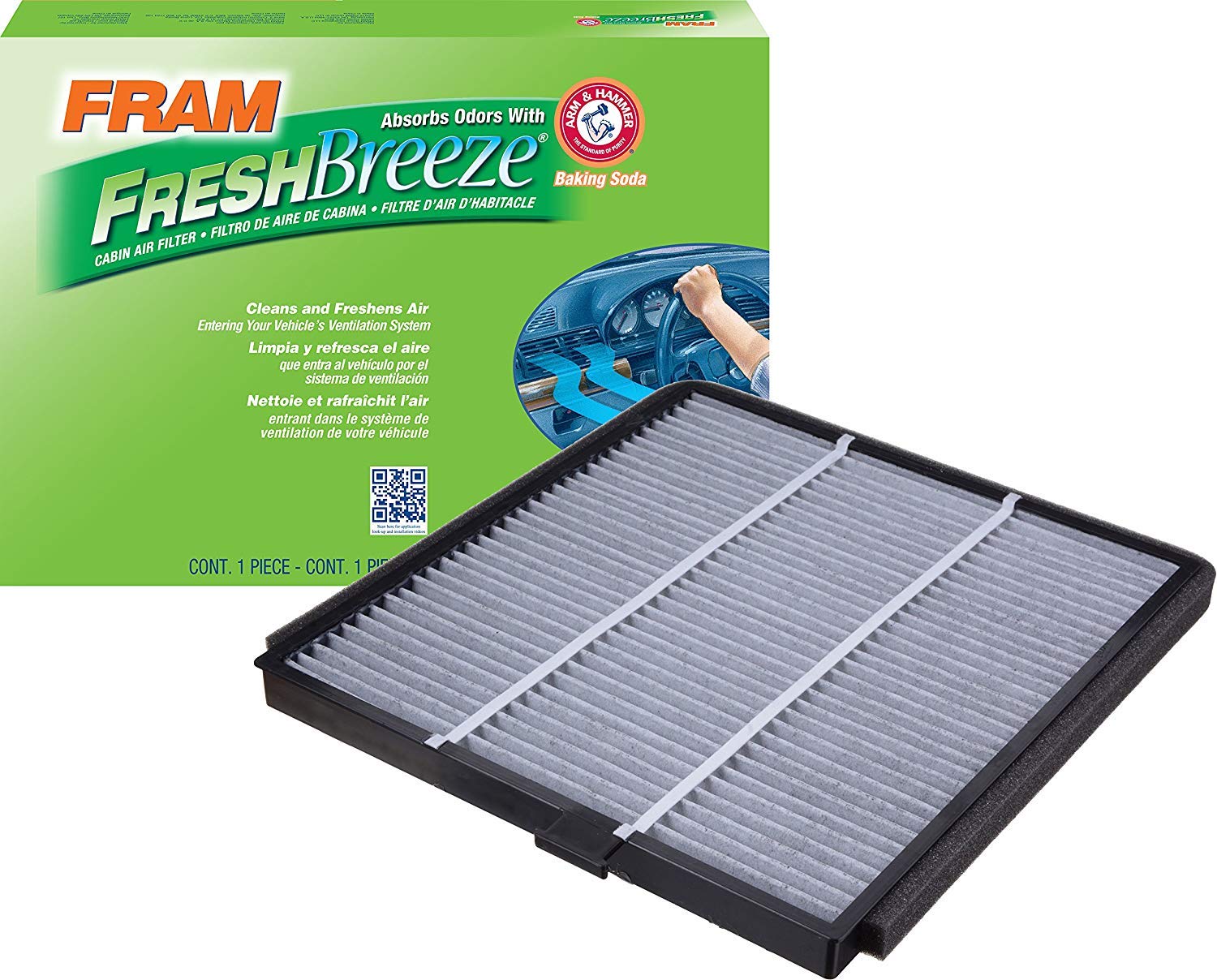 FRAM Fresh Breeze Cabin Air Filter with Arm & Hammer Baking Soda, CF8813A for Honda Vehicles, white