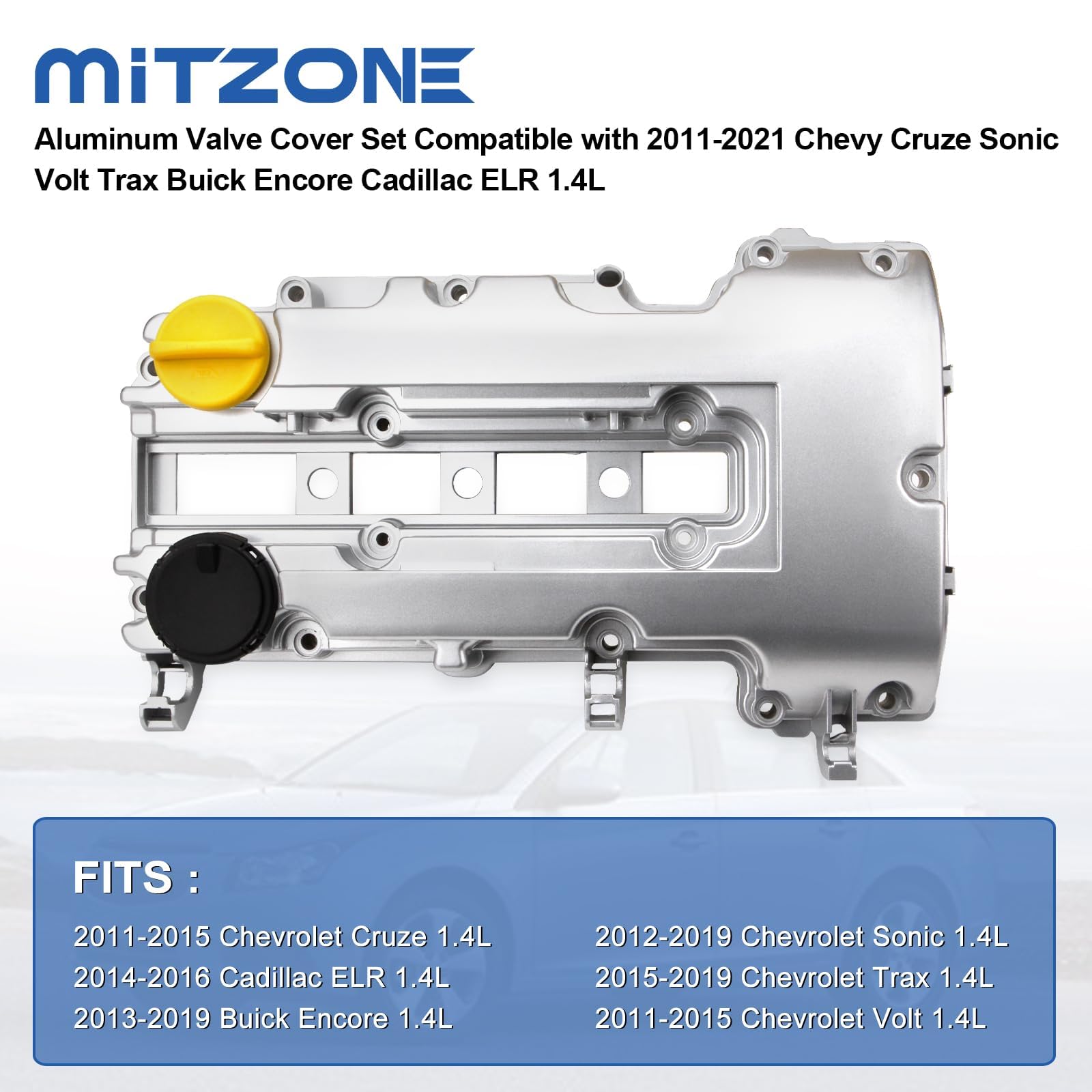 Mitzone Upgrade Aluminum Valve Covers Compatible With Chevrolet Cruze Sonic Trax Volt Buick Encore Cadillac Elr 2011-2019 1.4L W