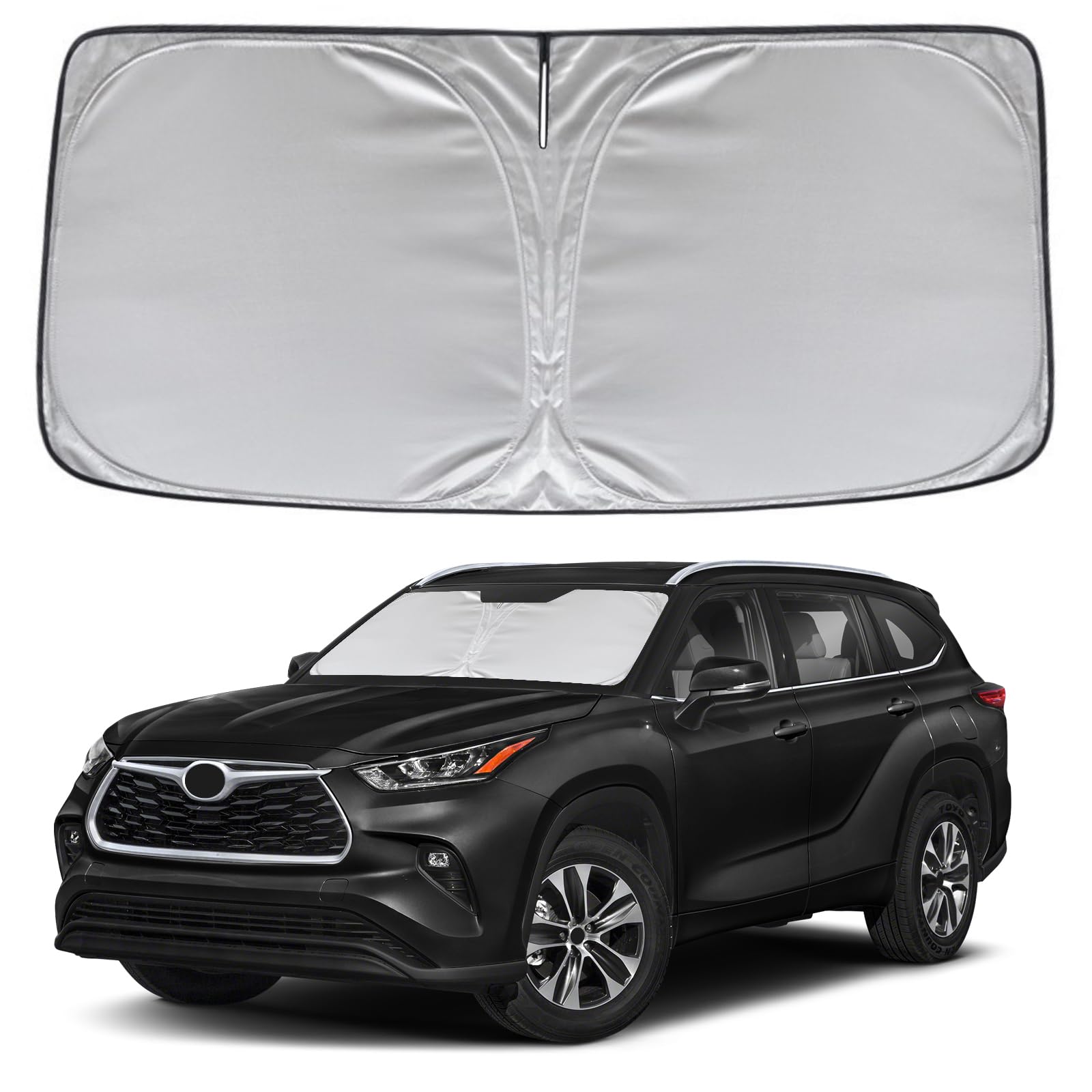 Kayzt Windshield Sun Shade For Toyota Highlander 2020-2025 L Le Xle Limited Platinum Foldable Sunshade Front Window Custom Fit A