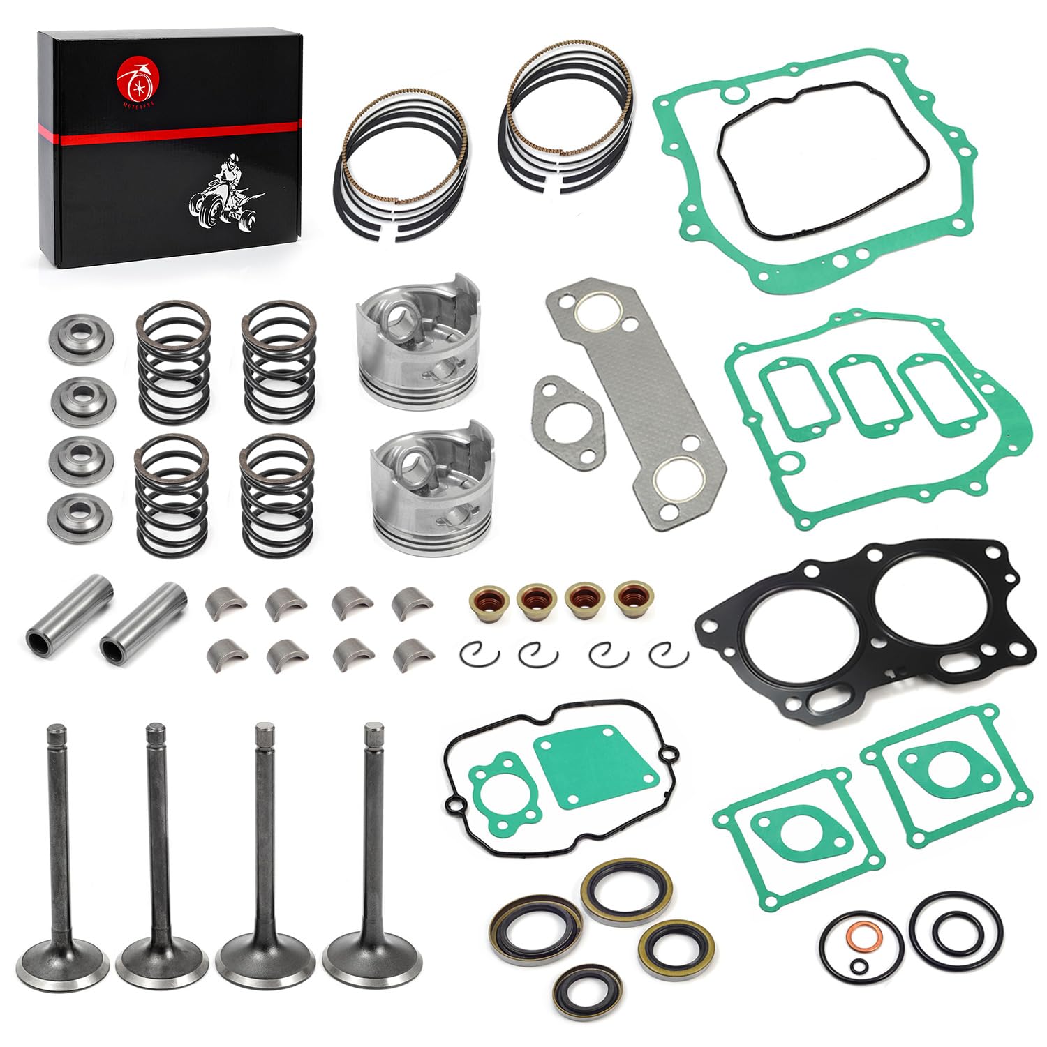 MOTO1988 Top End Rebuild Kit for EZGO Fuji Robin 295cc Golf Cart - Piston, Rings, Gasket, Valves & Springs - 1991-2002 Model