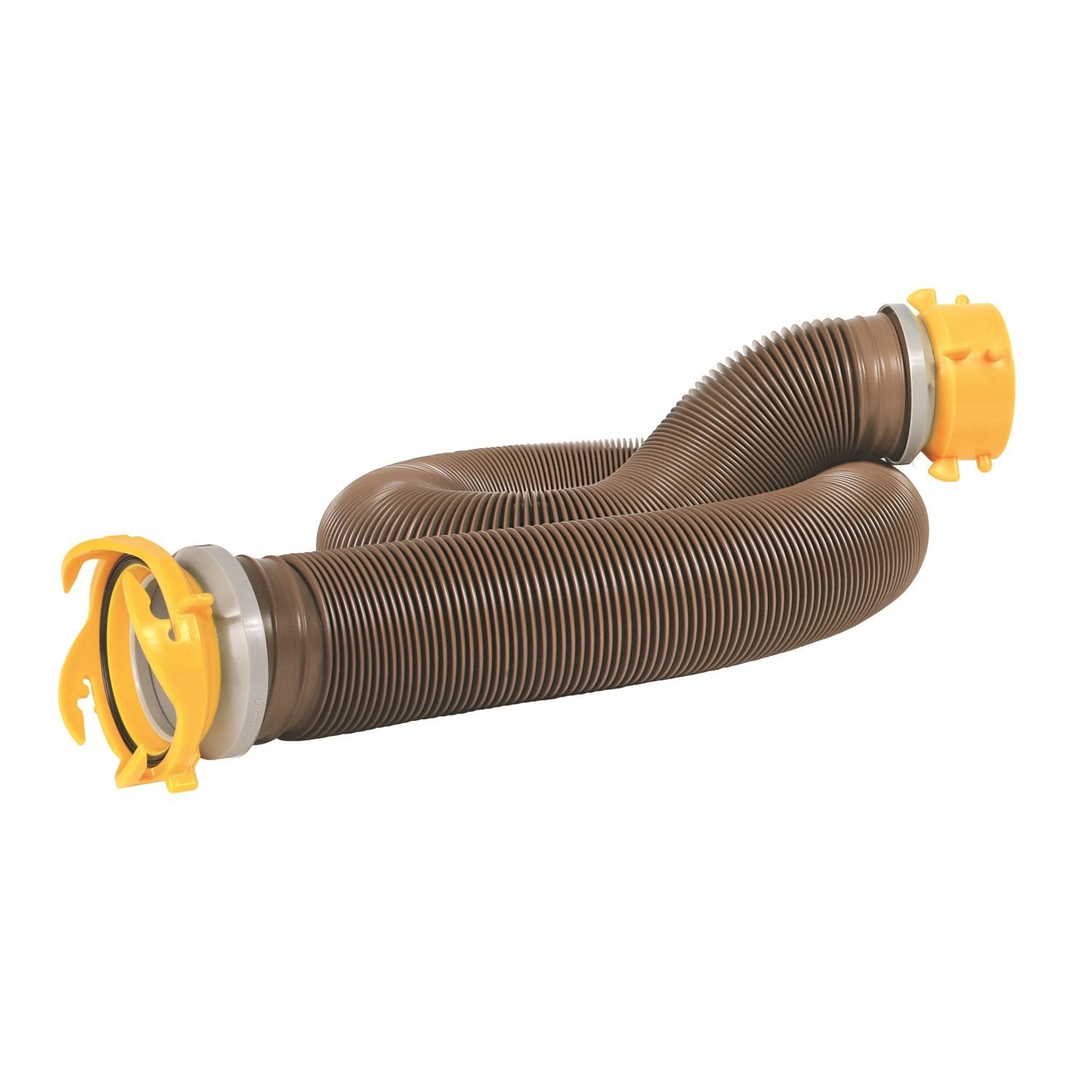 Camco 39623 Revolution 10' Sewer Hose Extension - Heavy Duty Design with Pre- Attached Swivel Lug and Bayonet Fittings, Easy to Use and Compresses for Simple Storage, Brown