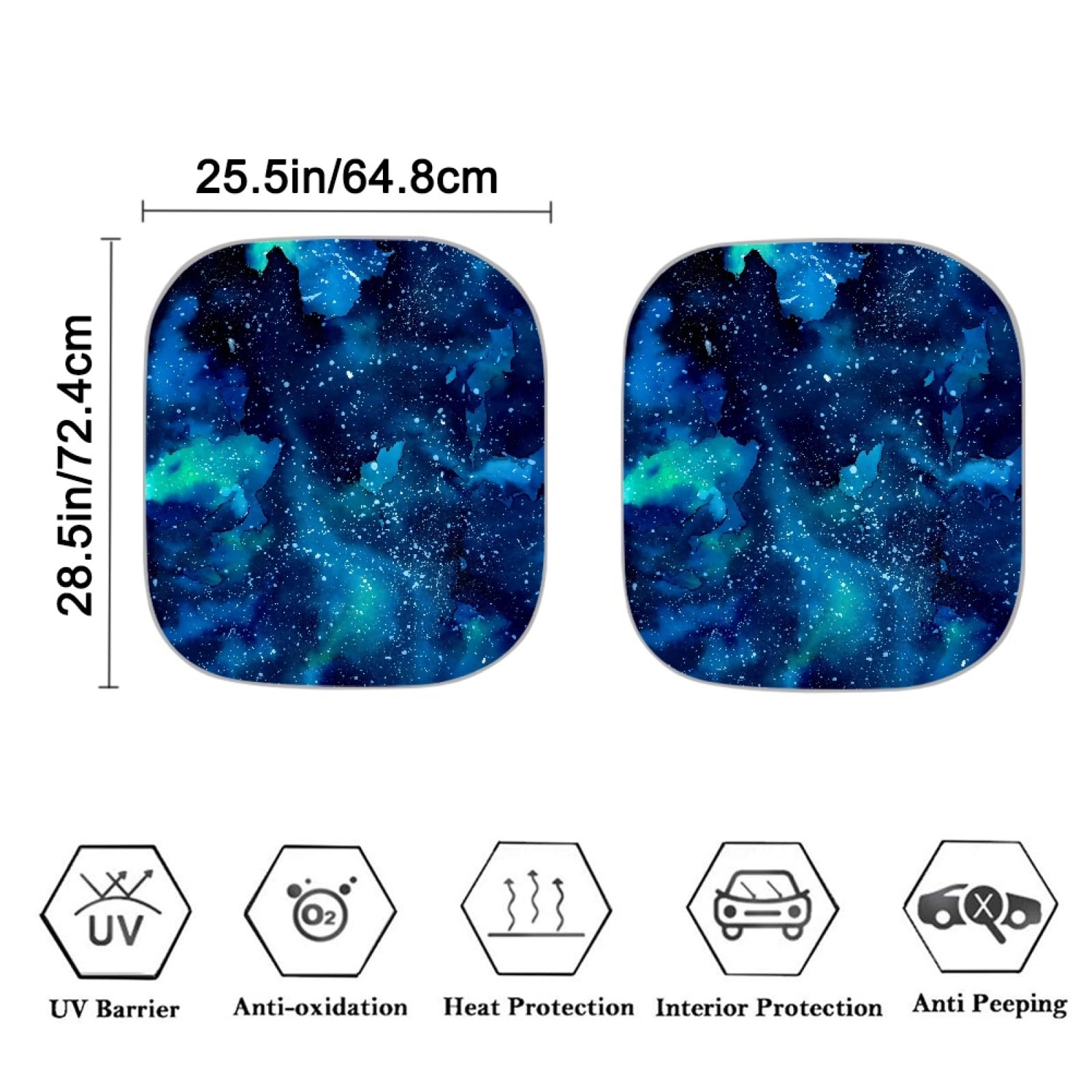 Renewold Galaxy Space Blue Windshield Sun Shade 2-Piece Foldable Car Front Window Sunshade For Most Sedans Suv Truck - Auto Sun