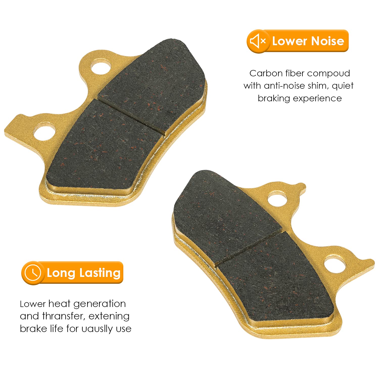 Brake Pads Heavy-Duty Ceramics For Harley Davidson 2000-2007 Touring Flhtcu-I Electra Glide Ultra, 2 Front + 1 Rear Replacement Brake Pads Set