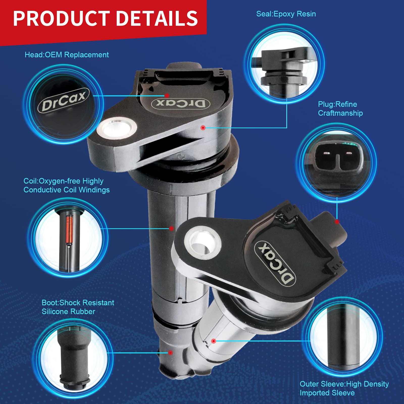 Drcax Oem Ignition Coil Uf499 C1543 27301-26640 Compatible With Hyundai Kia Dodge 2006 2007 2008 2009 2010 2011 Accent Rio Rio5