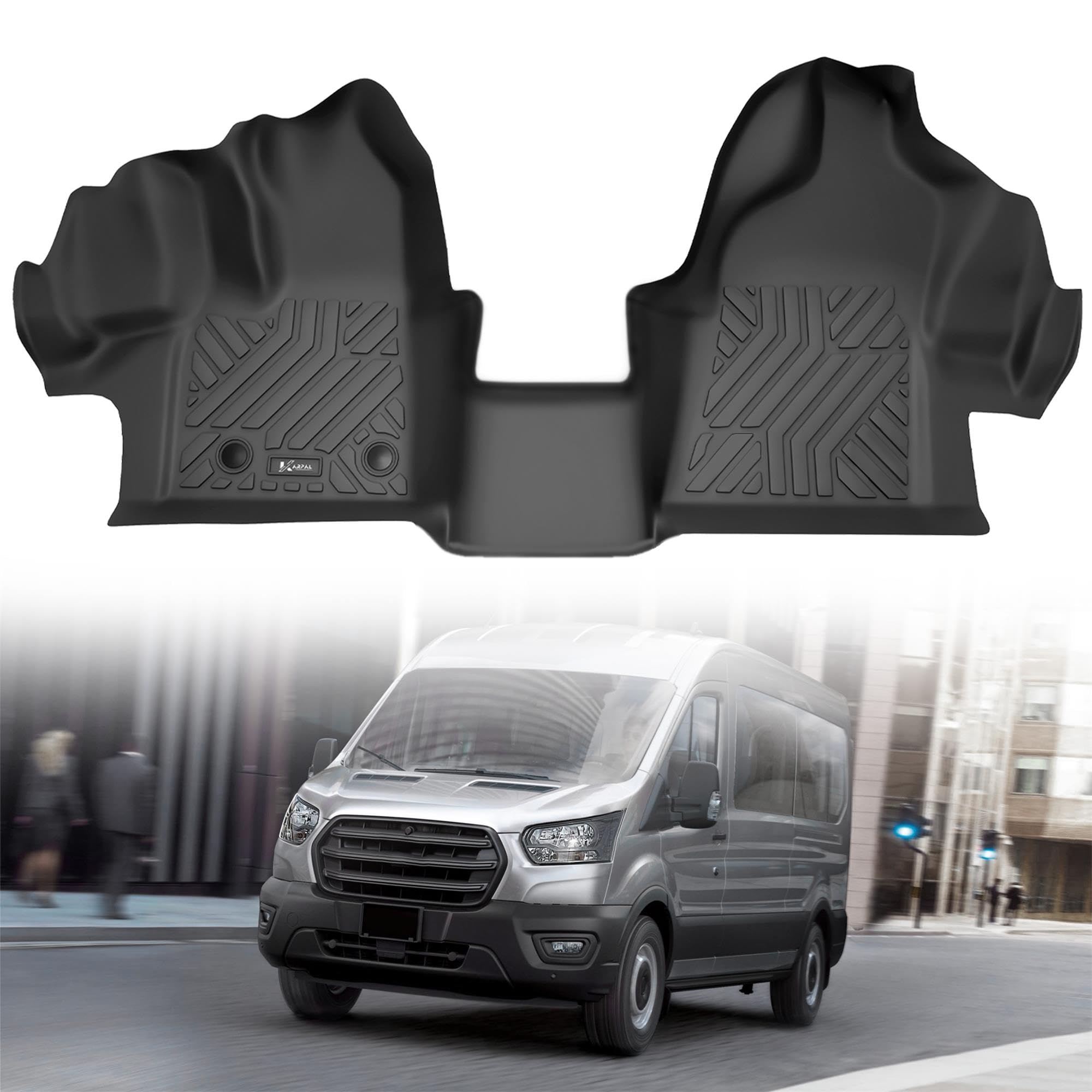 Karpal Floor Mats Front Liner Fit For 2015-2021 Ford Transit 150/250/350/350Hd W/Carpet Flooring (No Fit Transit Connect) Custom