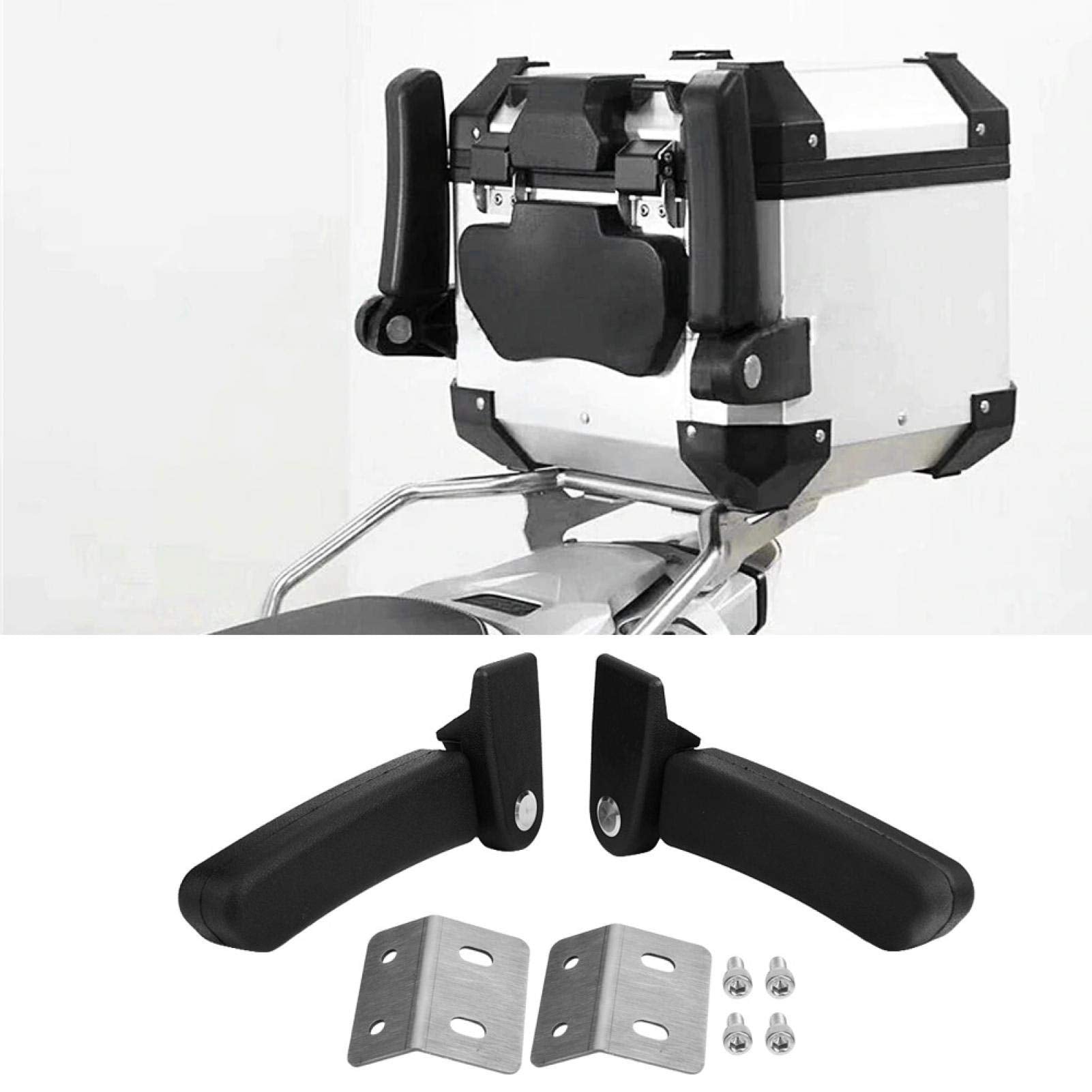 Abs Plastic Motorcycle Passenger Rear Seat Armrest 2Pcs Motorcycle Passenger Rear Folding Top Case Box Rear Seat Armrest Kit Black