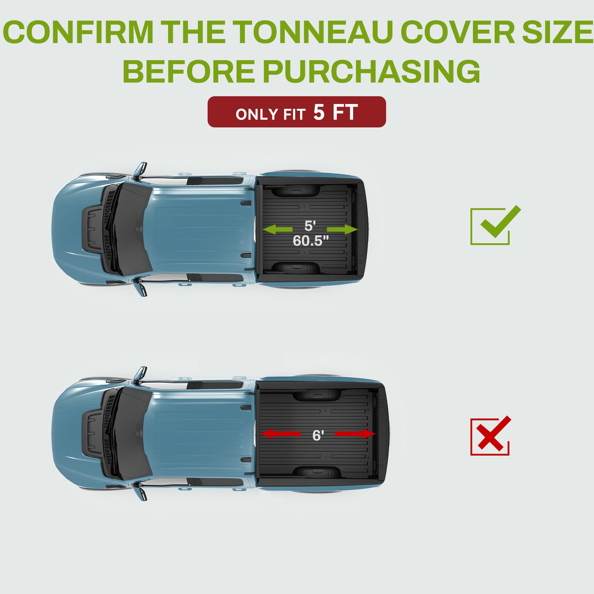 Autosaver88 Soft Tri-Fold Truck Bed Tonneau Cover Fits For Toyota Tacoma 2024 2025 5Ft Bed (Excl. Trail Edition)