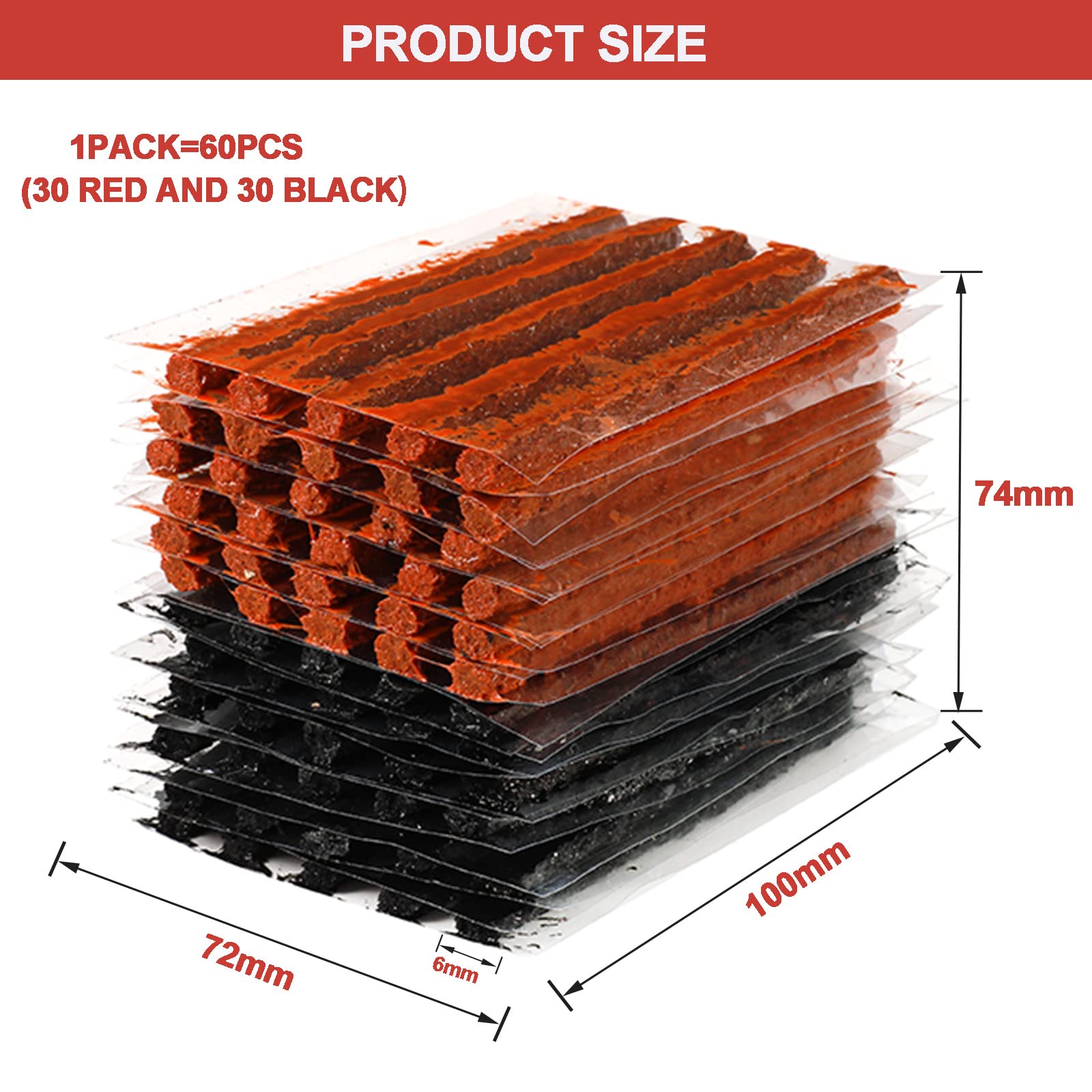 PUIBERS 60 Pcs Tire Repair Plugs, Tire Repair Gum for Tubeless Puncture,Tires Strings Rubber Plug Tool for Car, RV, SUV, ATV, Mo