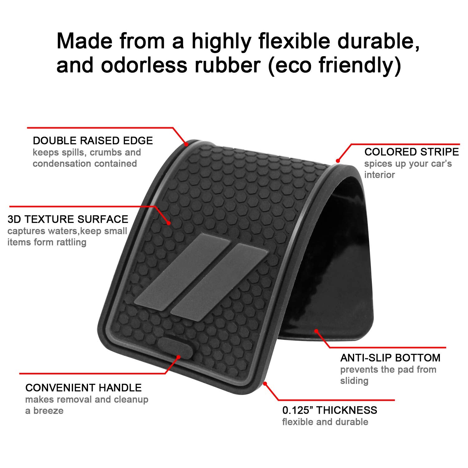 REMOCH Cup Holder Insert & Console Liner Mats Set for Dodge Charger 2015-2023, 26pcs, Gray Plastic