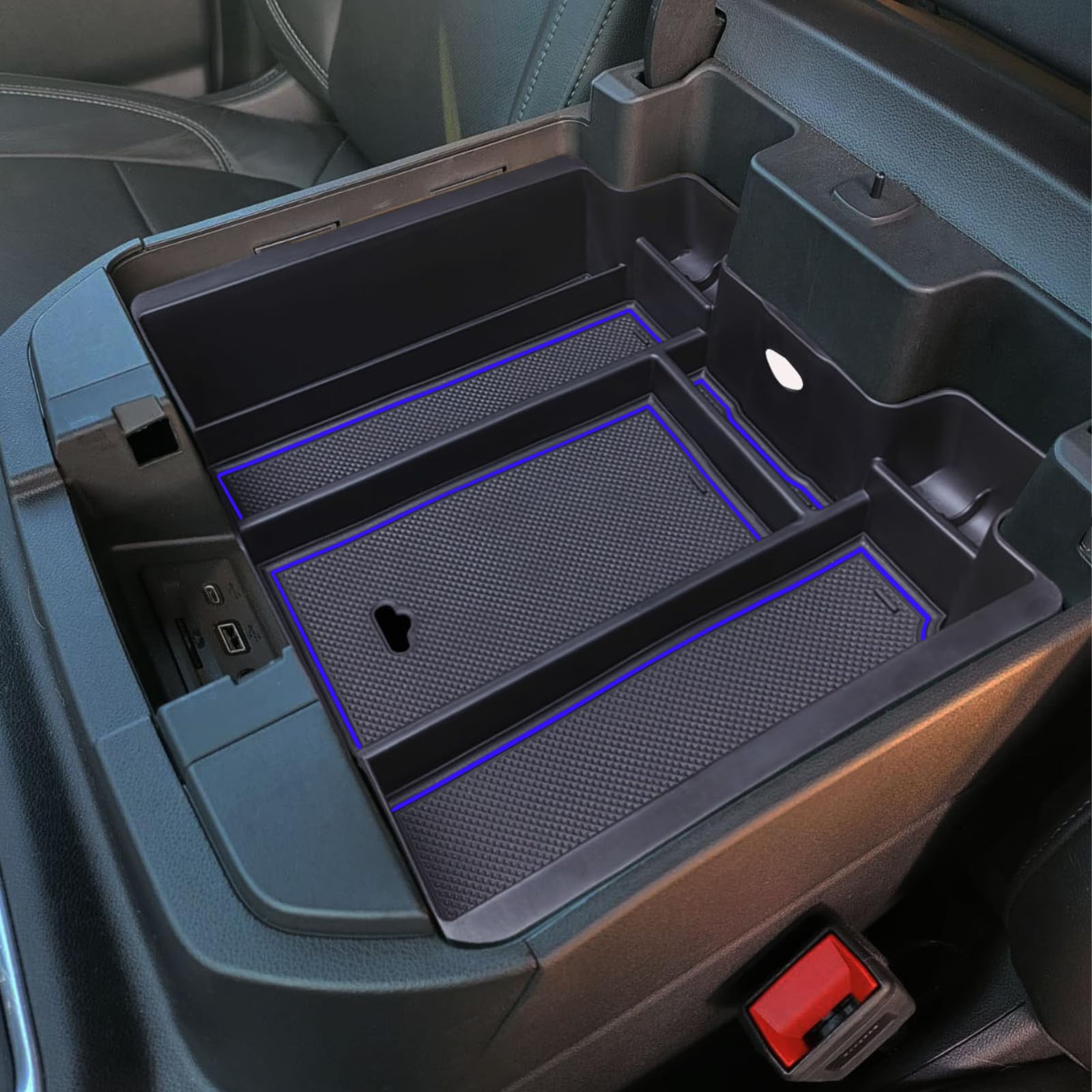 Zxiaochun Full Size Center Console Armrest Box Organizer Tray For 2019-2022 Chevy Silverado/Gmc Sierra 1500 And 2020-2023 Silver