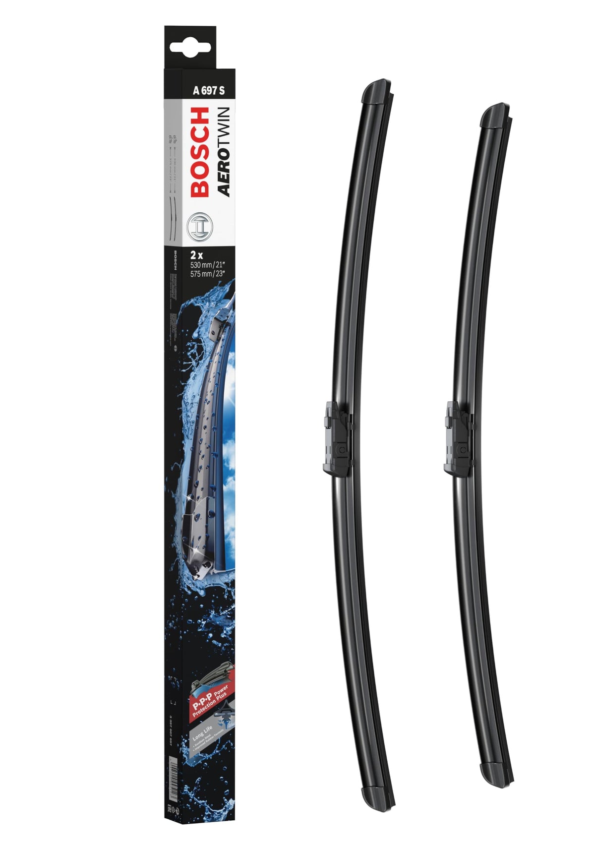 Bosch Wiper Blade Aerotwin A697S, Length: 530Mm/575Mm - Set Of Front Wiper Blades - Only For Left-Hand Drive (Eu)