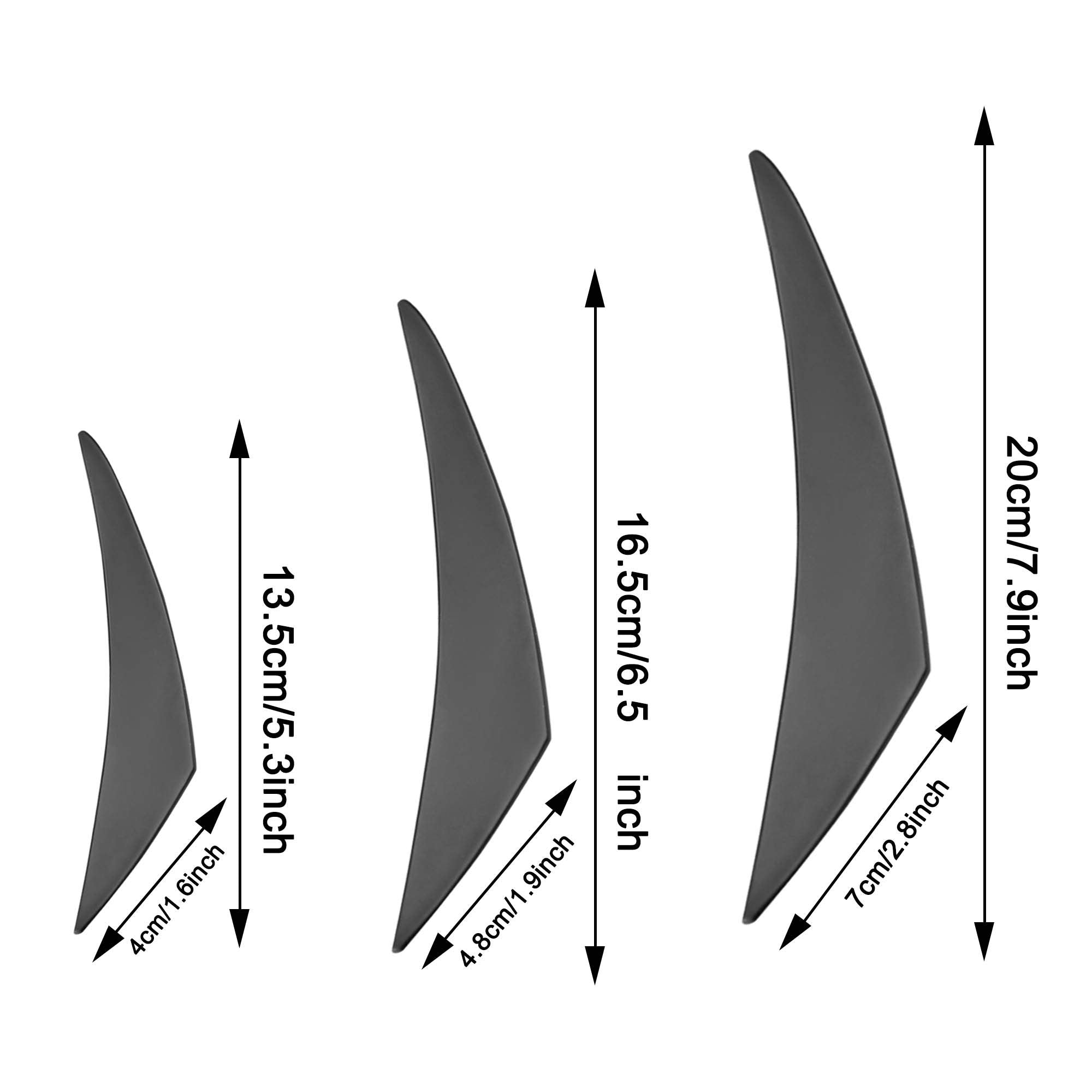 TOMALL 6Pcs Universal Car Front Bumper Lip Splitter Black Exterior Soft Rubber Fins Spoiler Canards Kit for Car Body Auto Anti-C