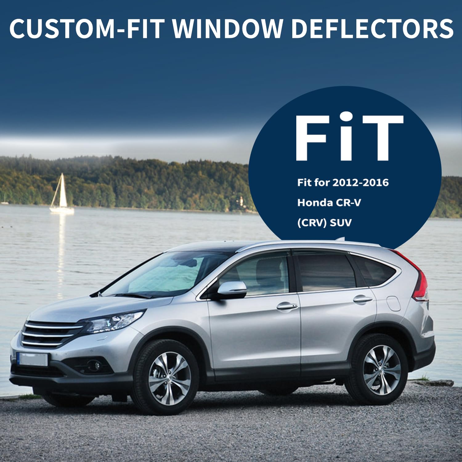 4PCS Rain Guards Window Visors Wind Deflector Fits for 2012-2016 Honda CR-V (CRV) SUV, Front & Rear Vent Visors, Outside Mount V