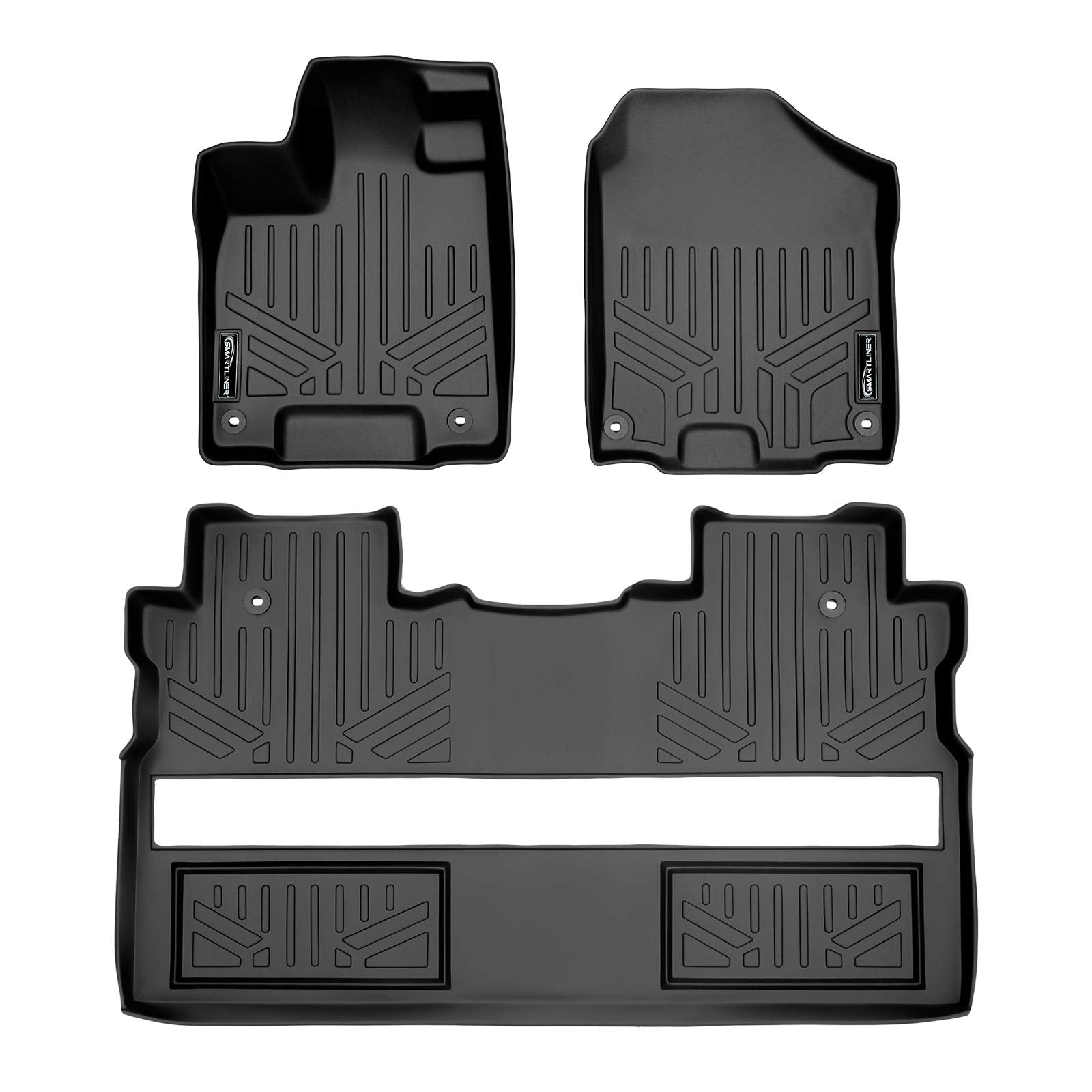 Smartliner Custom Fit Floor Mats 2 Row Liner Set Black Compatible With 2017-2024 Honda Ridgeline Crew Cab - All Models