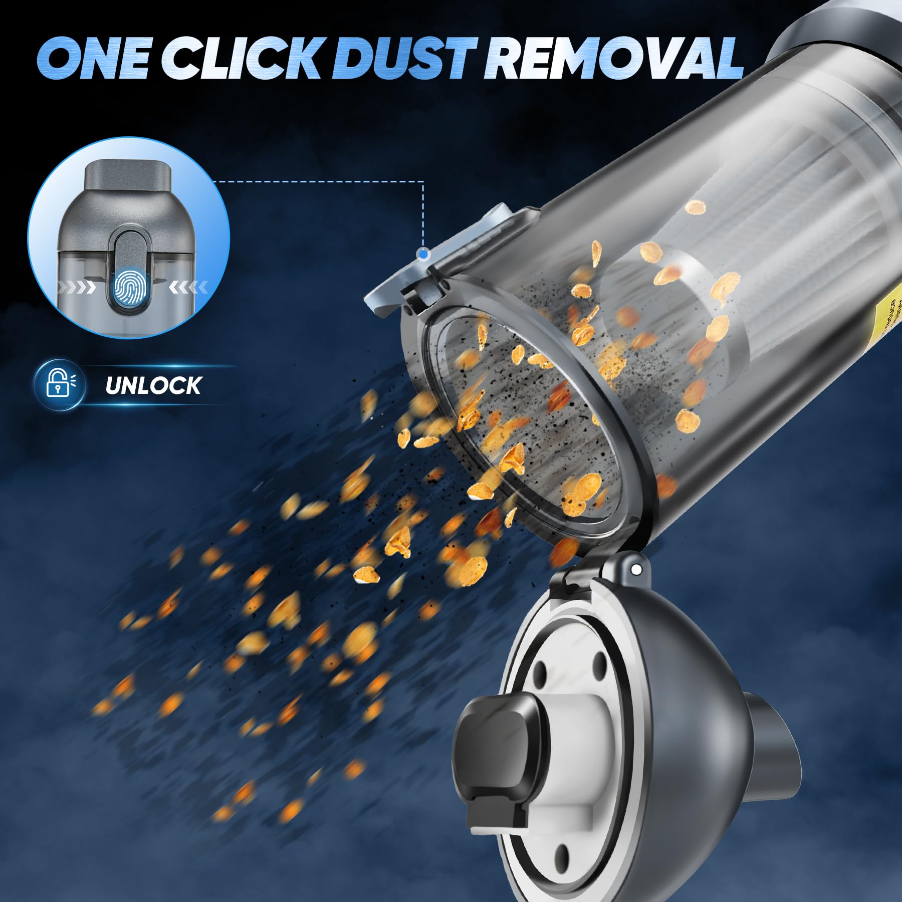 Saker Car Vacuum Cleaner Portable Cordless 14000Pa,3 In 1 Handheld Car Vacuum With Brushless Motor One-Click Dust Removal For Ca