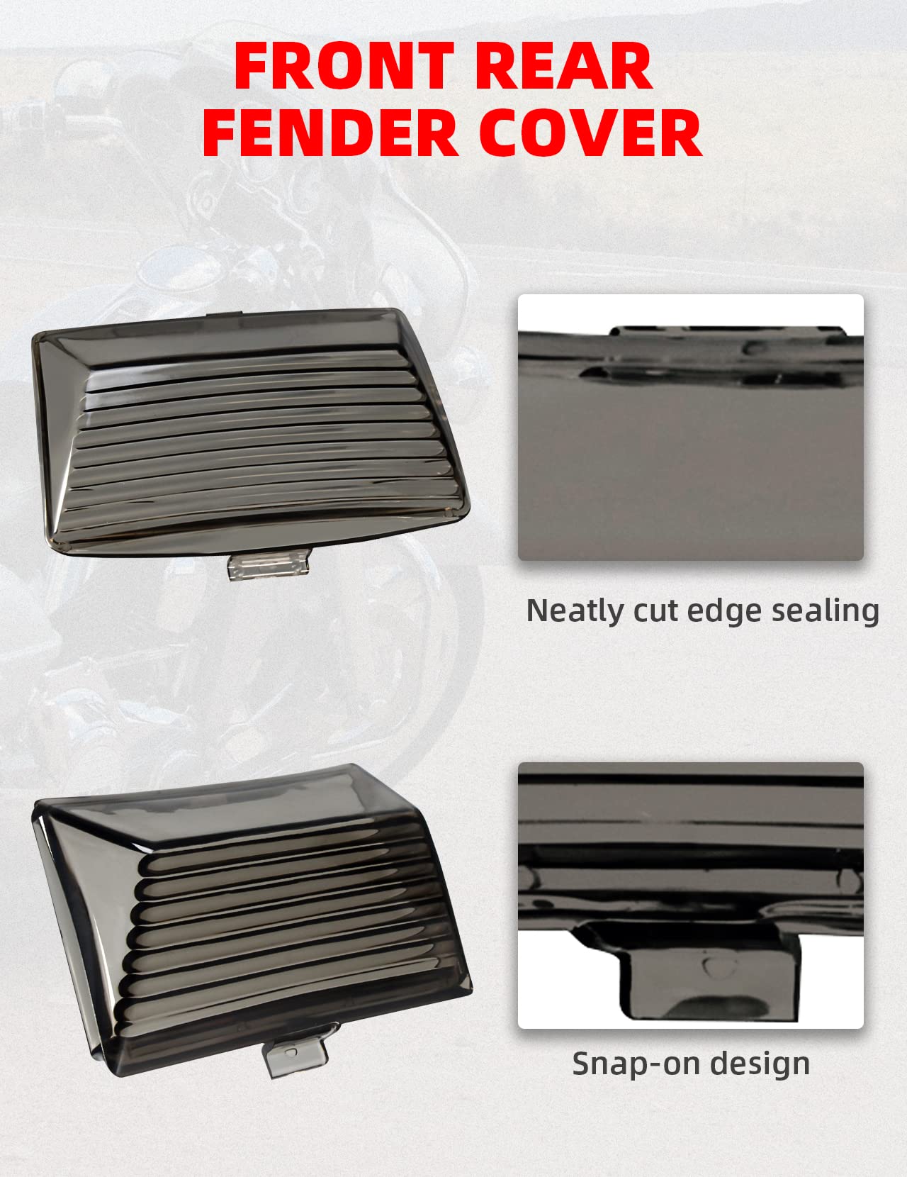 Amazicha Smoked Front Rear LED Fender Tips Lights Mud Guards Covers Lens Compatible for Harley Davidson Electra Glide Road King