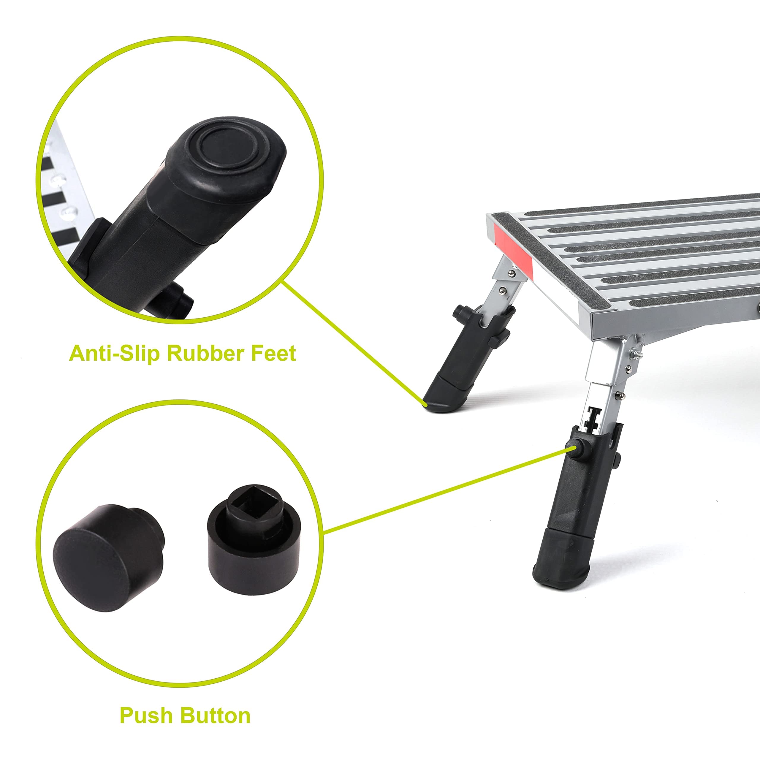Pr1me Replacement Rubber Feet and Push Button for Adjustable Height Aluminum Platform Step, 4 Pack