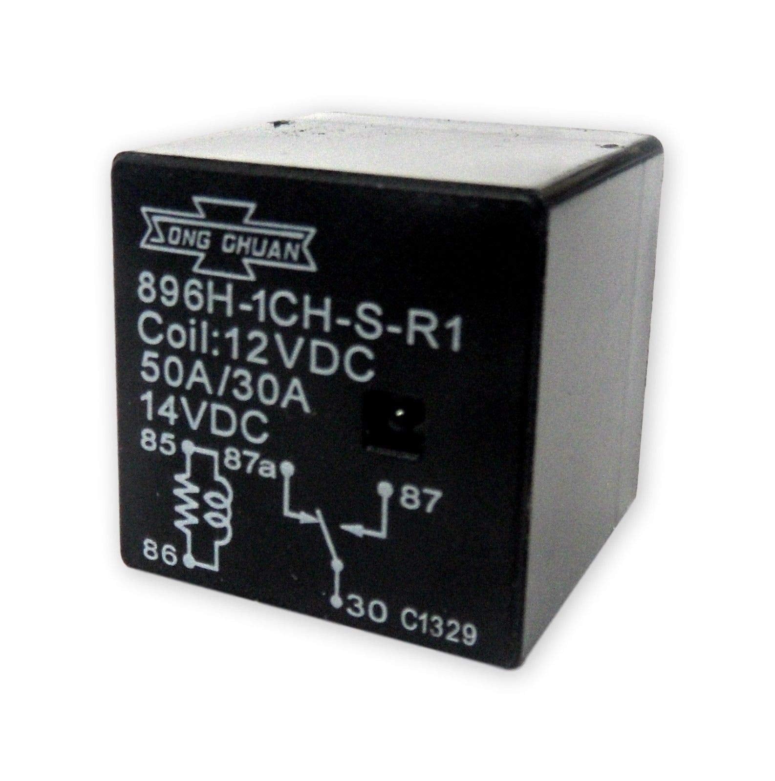 Song Chuan 896H-1Ch-S-R1 Automotive Relay Quick Connect 12Vdc 50Amp