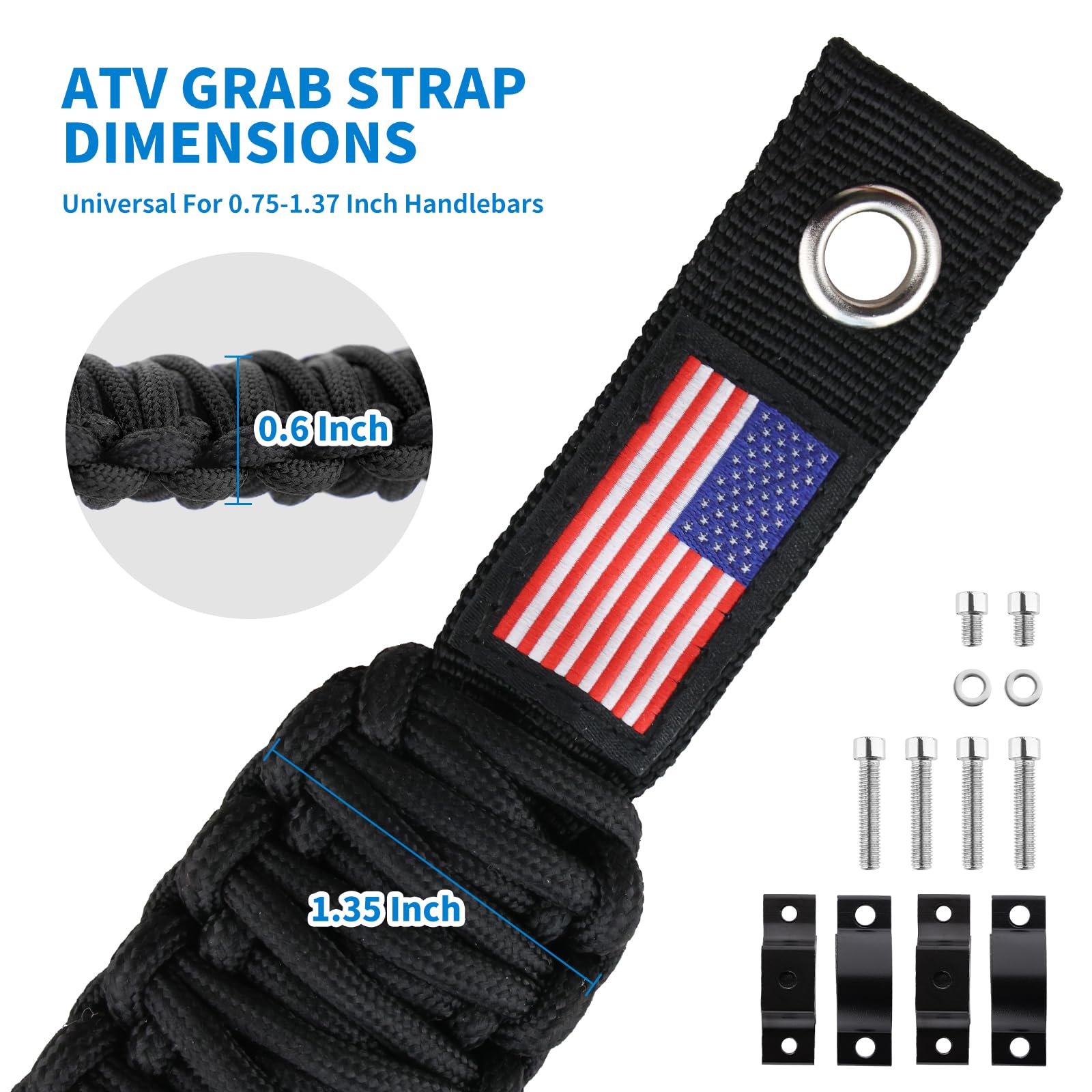 ATV Grab Strap, Sturdy Safety Motocycle Grab Strap Universal for 0.75-1.37 Inch Handelbar Paracord Grip Handle for Kids Compatib