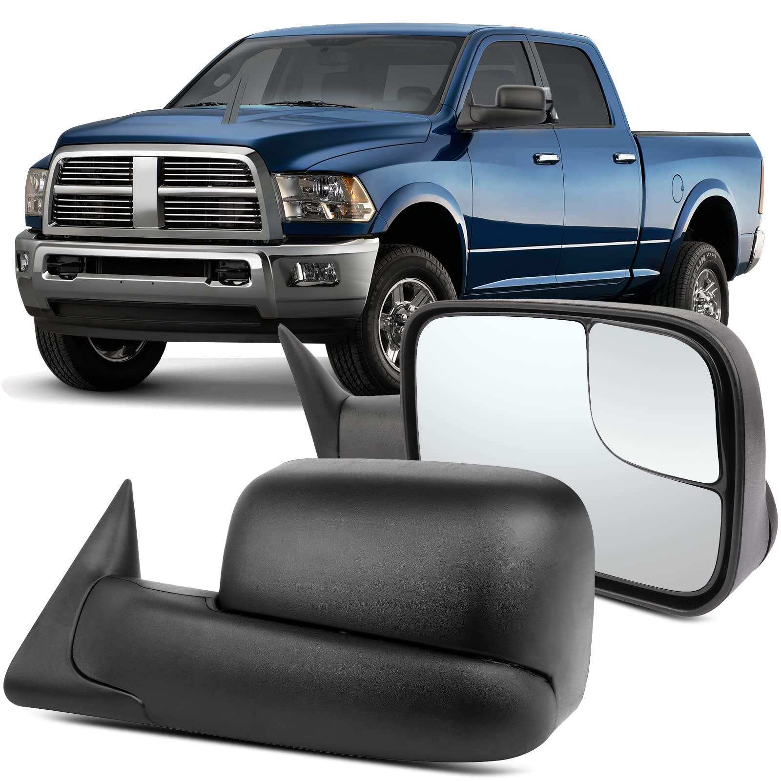 OCPTY Manual Towing Mirror Fit For Dodge Ram 1500 1994-2001 For Dodge Ram 2500 1994-2002 For Dodge Ram 3500 1994-2002 Pickup Tow