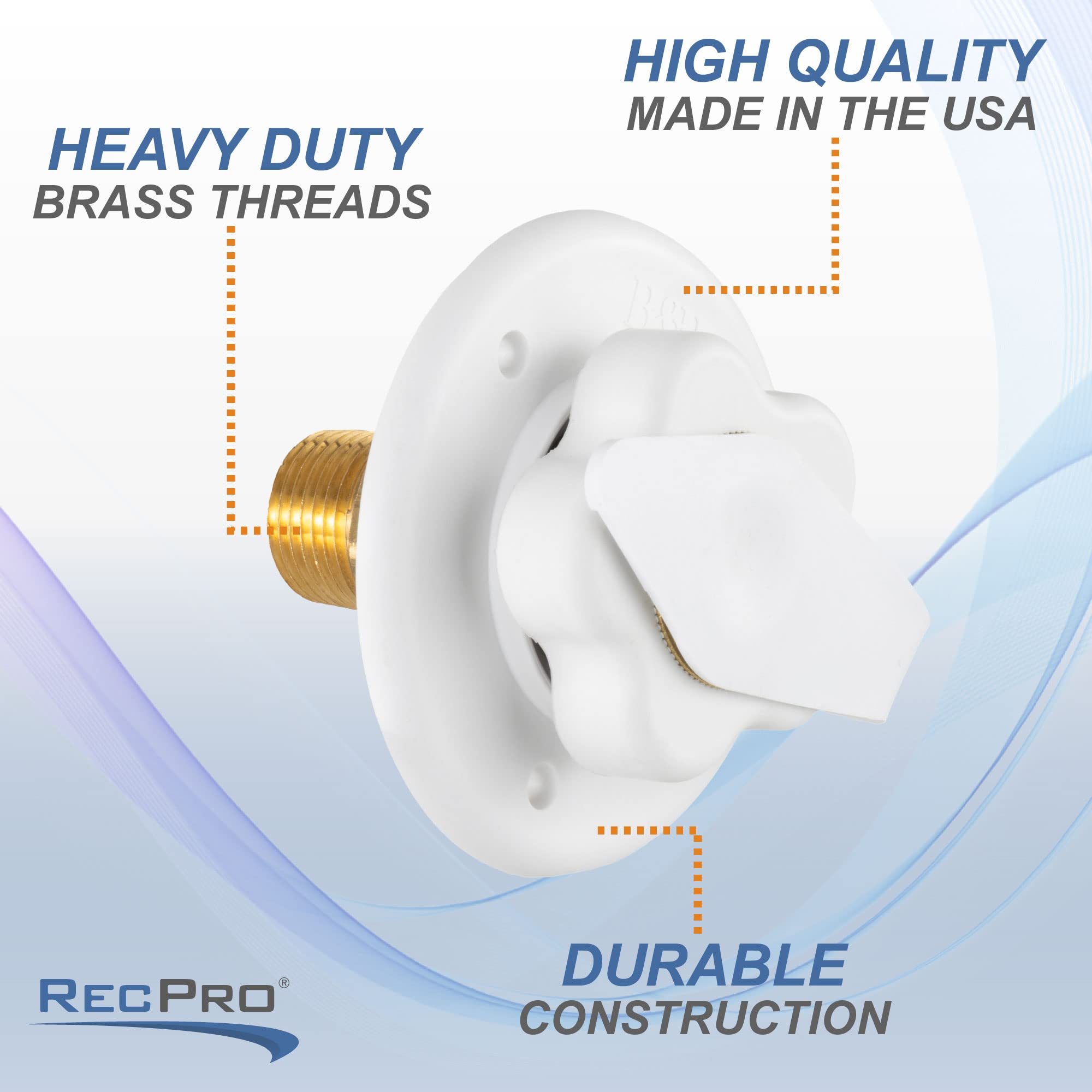 Recpro Rv Camper Motorhome Trailer Marine White City Water Fill Inlet Flange Brass With Check Valve (No Hose Elbow) | Made In Us