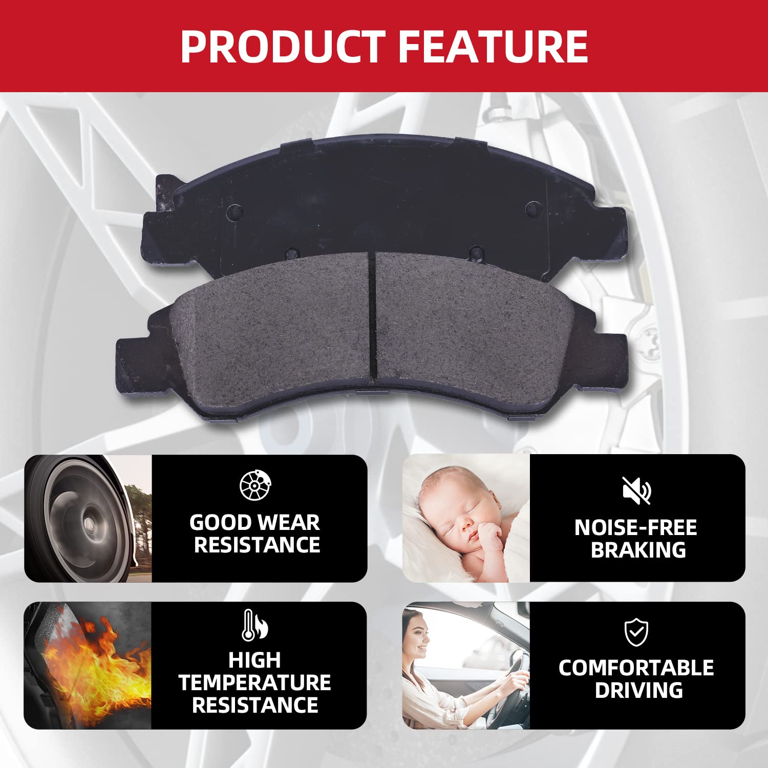 EXPPOWER brake pads front and rear Ceramic Replacement for Lexus HS250h 2010-2012,RAV4 2006-2012,2013-2018 Brake Kits D1210,D121