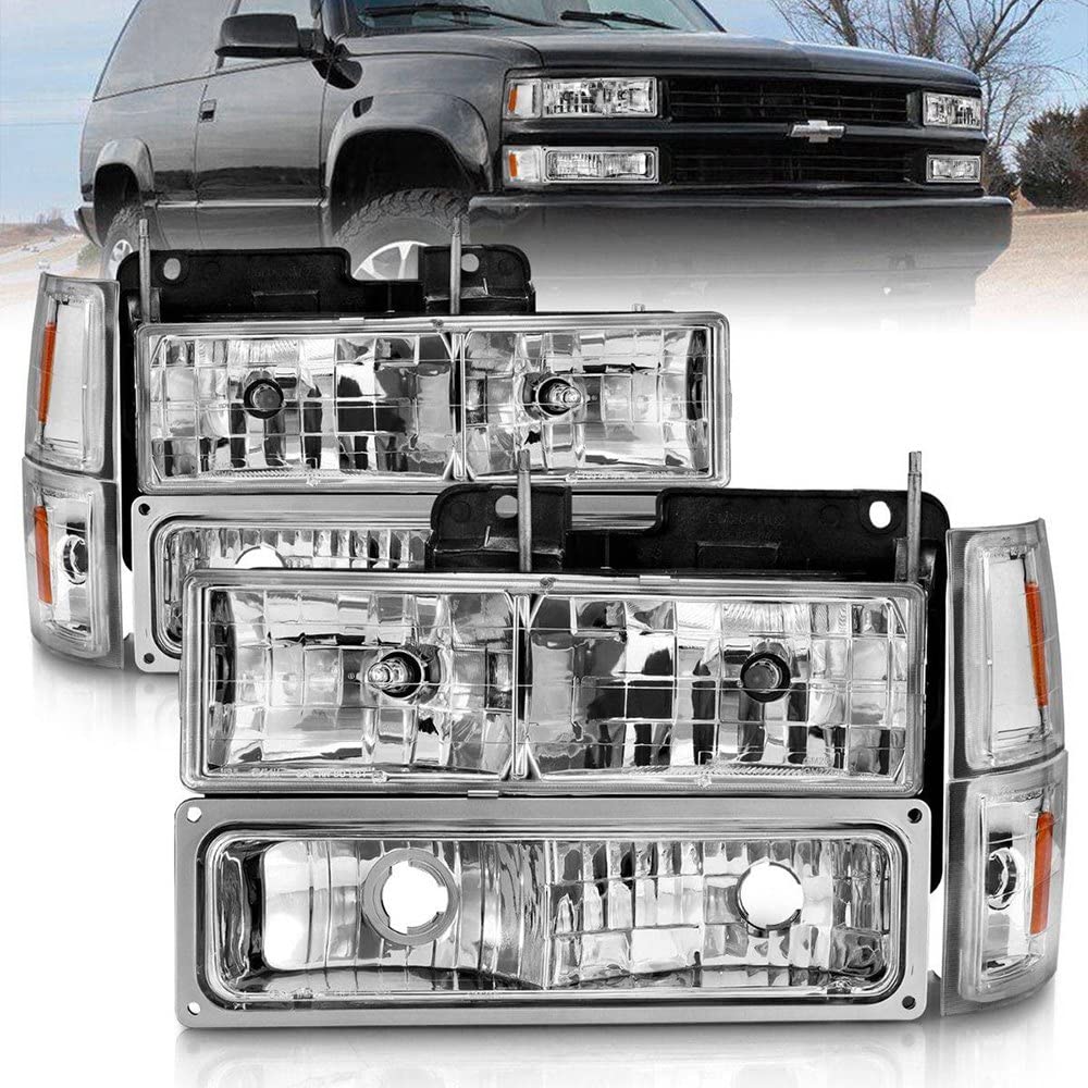 Anzo Usa - 88-98 Chevrolet C1500 Crystal Headlights Chrome W/Signal And Side Marker Lights (111506)