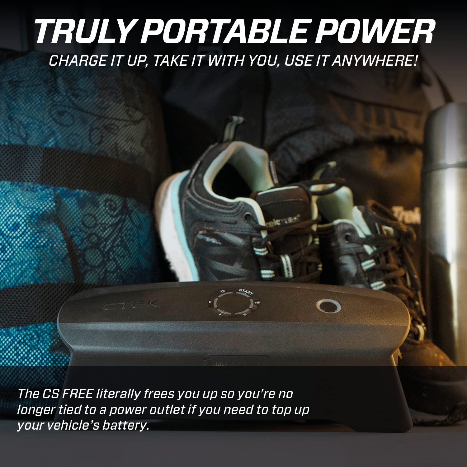 Ctek Cs Free, 12V Jump Starter Alternative, Adaptive Booster, Portable Battery Charger, Smart Battery Maintainer, 4-In-1 Charger Power Bank