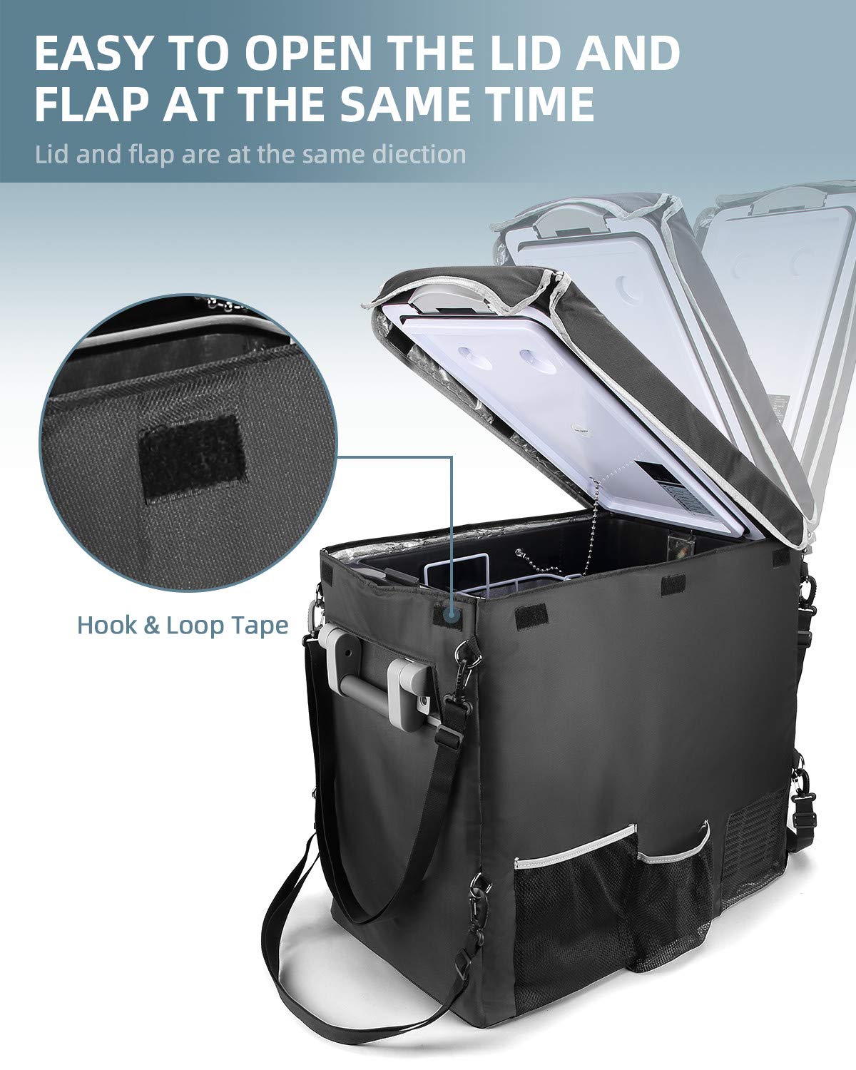 Bougerv 53 Quart Insulated Protective Cover, 12 Volt Portable Refrigerator Cover 53 Quart Fridge, For Kohree 53 Quart (Refrigerator Not Included)