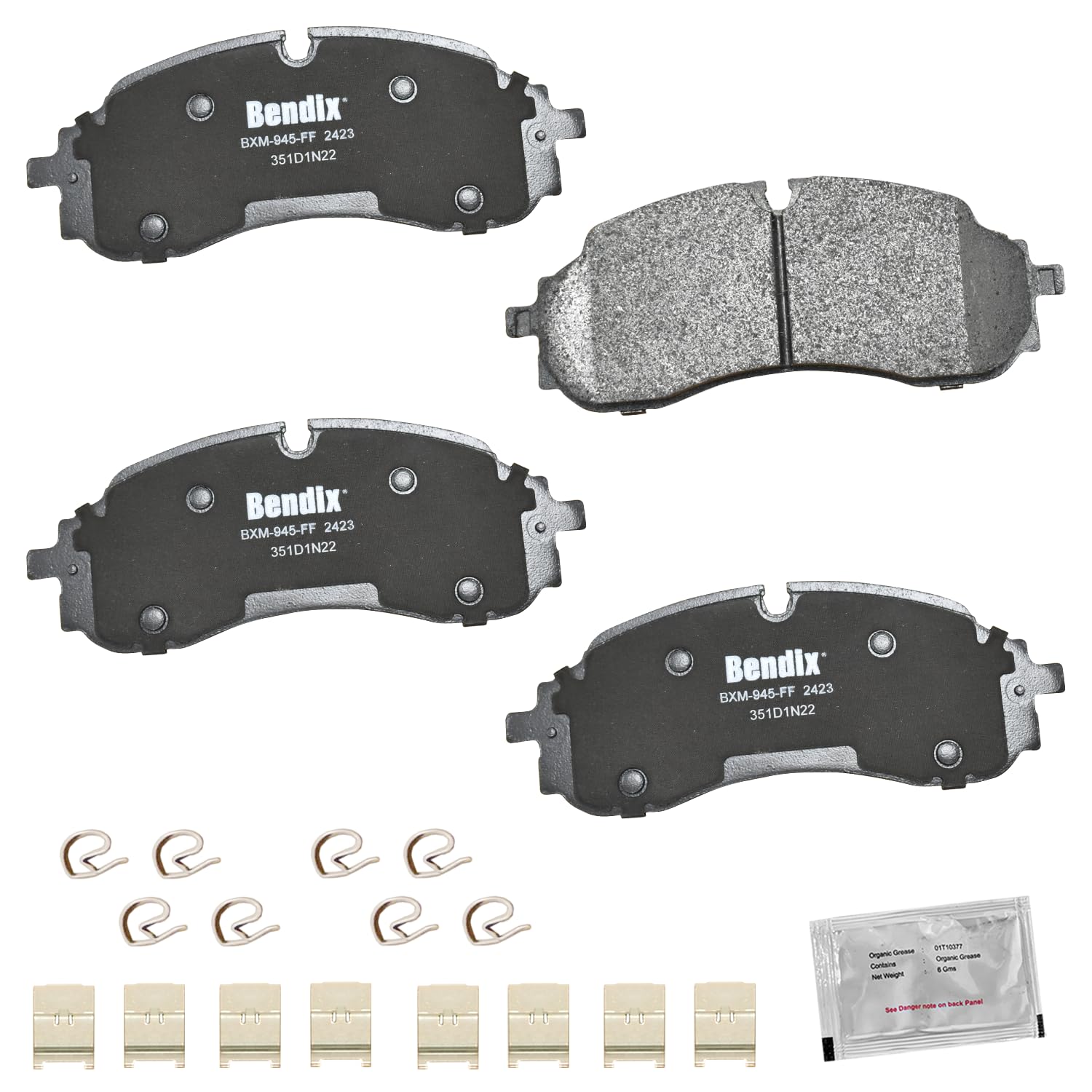 Bendix Priority1 Cfm2423 Semi-Metallic Front Brake Pads For Ford E-Transit 2024-2022, Transit-150 2023-2022, Transit-250 2023-20