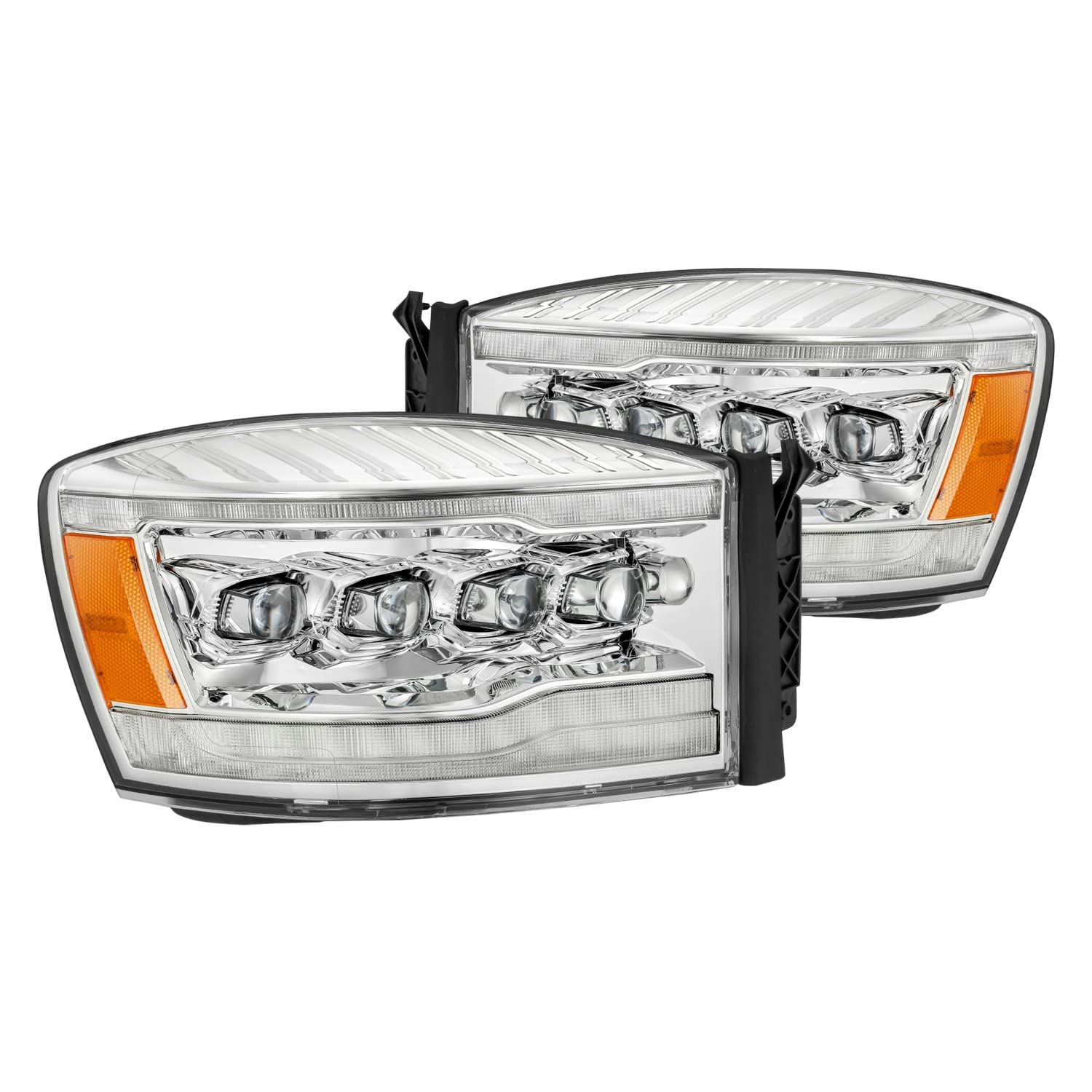 Alpharex 06-08 Dodge Ram 1500Hd Nova Led Proj Headlights Plank Style Blk W/Seq Signal/Drl/Amber Led