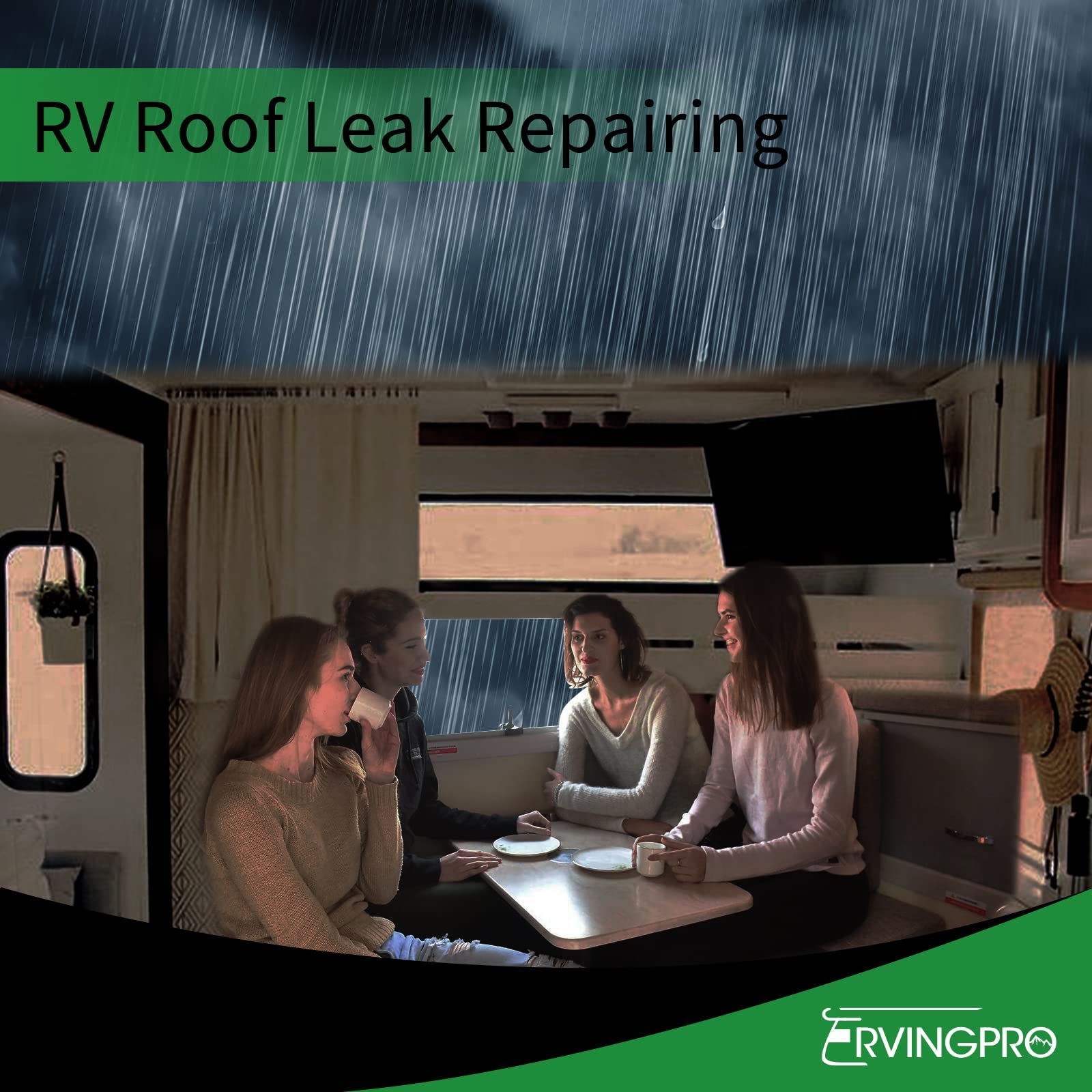 Rvingpro Rv Roof Tape Black With Roller, 4 Inch X 50 Feet Rv Tape For Roof Repair, Waterproof & Uv-Resistant Rv Roof Sealant Tape For Camper, Trailer, Boat Sealing