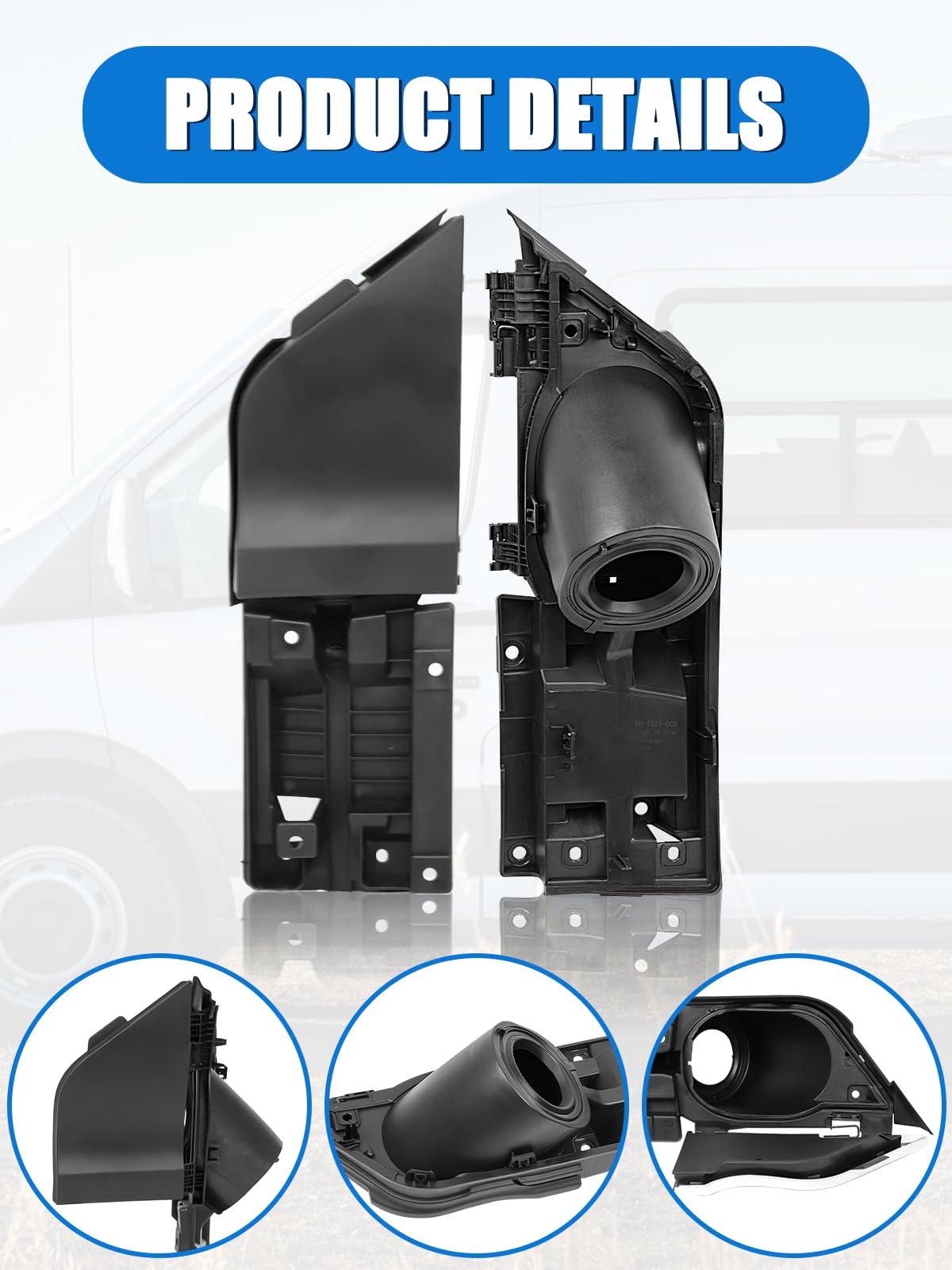 Transit Fuel Door, Transit Gas Door Assembly + Black Cover, Compatible with Ford Transit Vans 150 250 350(HD) 2015-2023, Van Fue