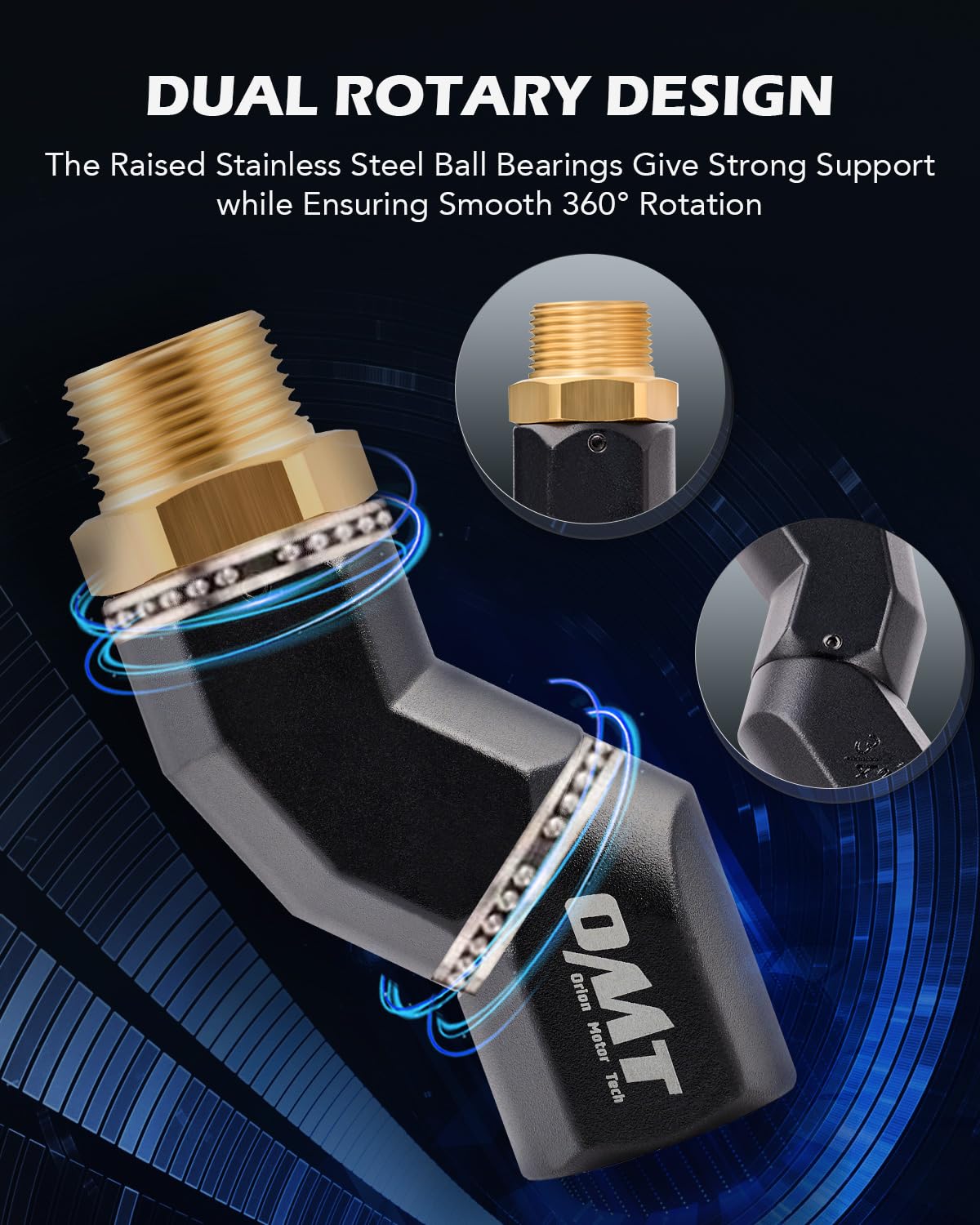 Orion Motor Tech Fuel Hose Nozzle Swivel, 3/4'' Dual NPT Threads Fuel Transfer Swivel Multi Plane 360 Rotating Fuel Tank Fuel ho