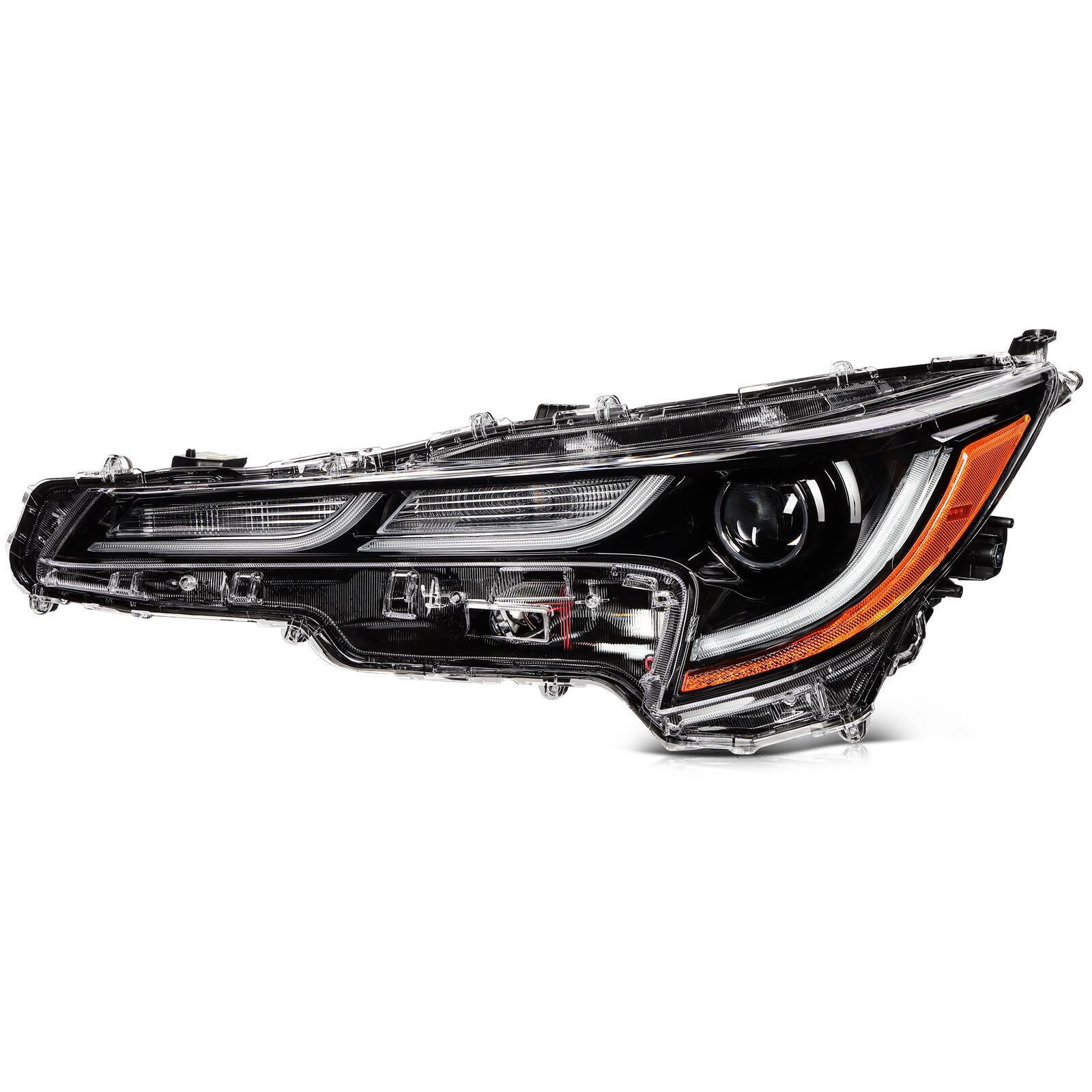 LSAILON Headlight Assembly Fit For Corolla 2020-2023 Black Housing Amber Reflector Clear Lens Driver and Passenger Side 81110-02