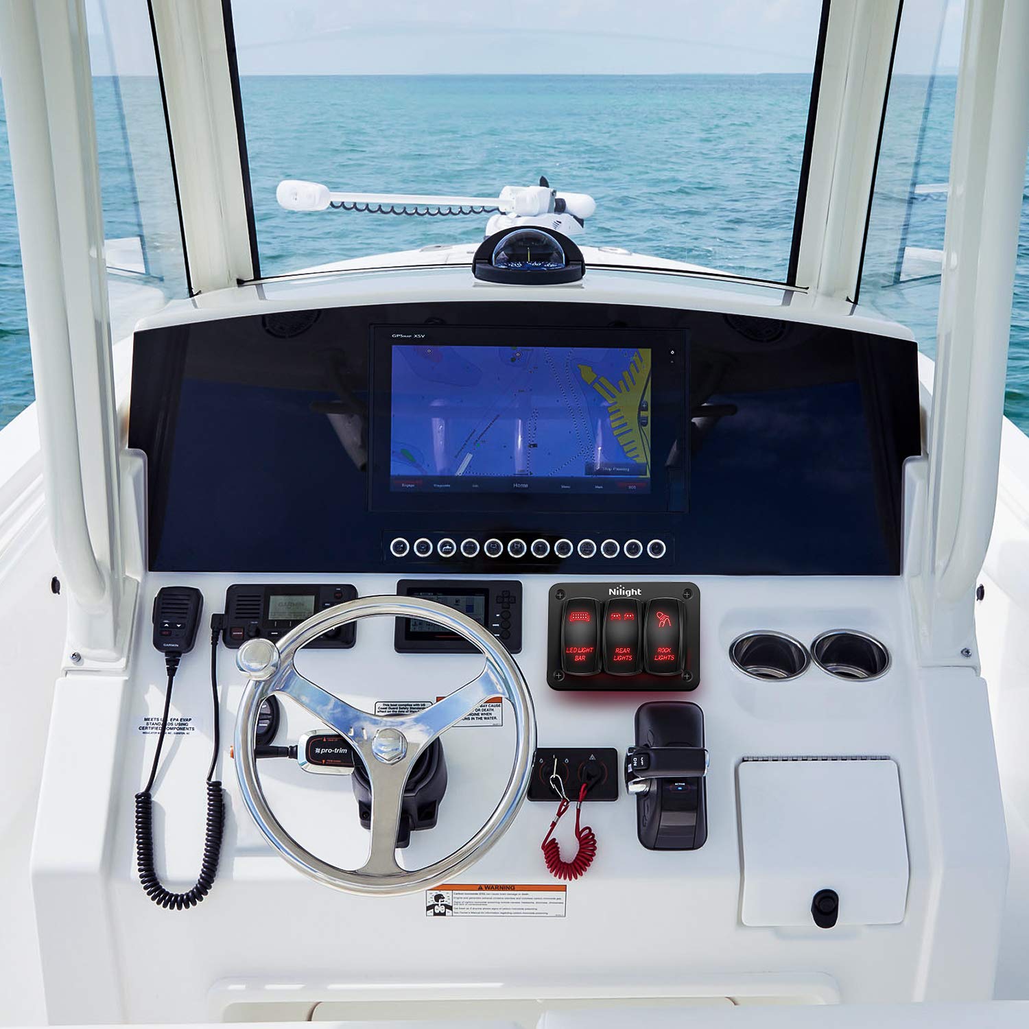 Nilight - 90128C 3 Gang Rocker Switch Panel Aluminum 5 Pin On Off Toggle Switch Panel Pre-Wired Rocker Switch Spst 12V 24V Switc