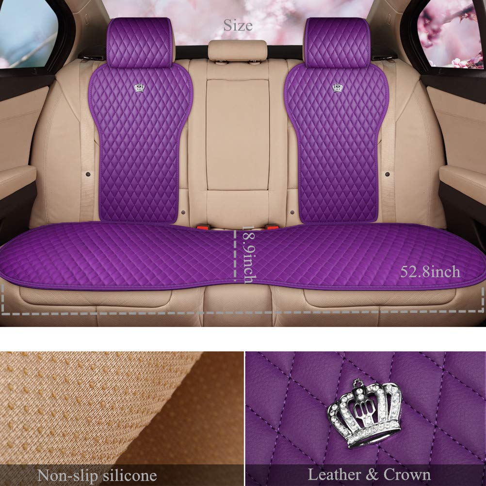 Red Rain Universal Seat Covers for Cars Leather Seat Cover with Crown Purple Car Seat Cover 2/3 Covered 11Pcs Fit Car/Auto/Truck