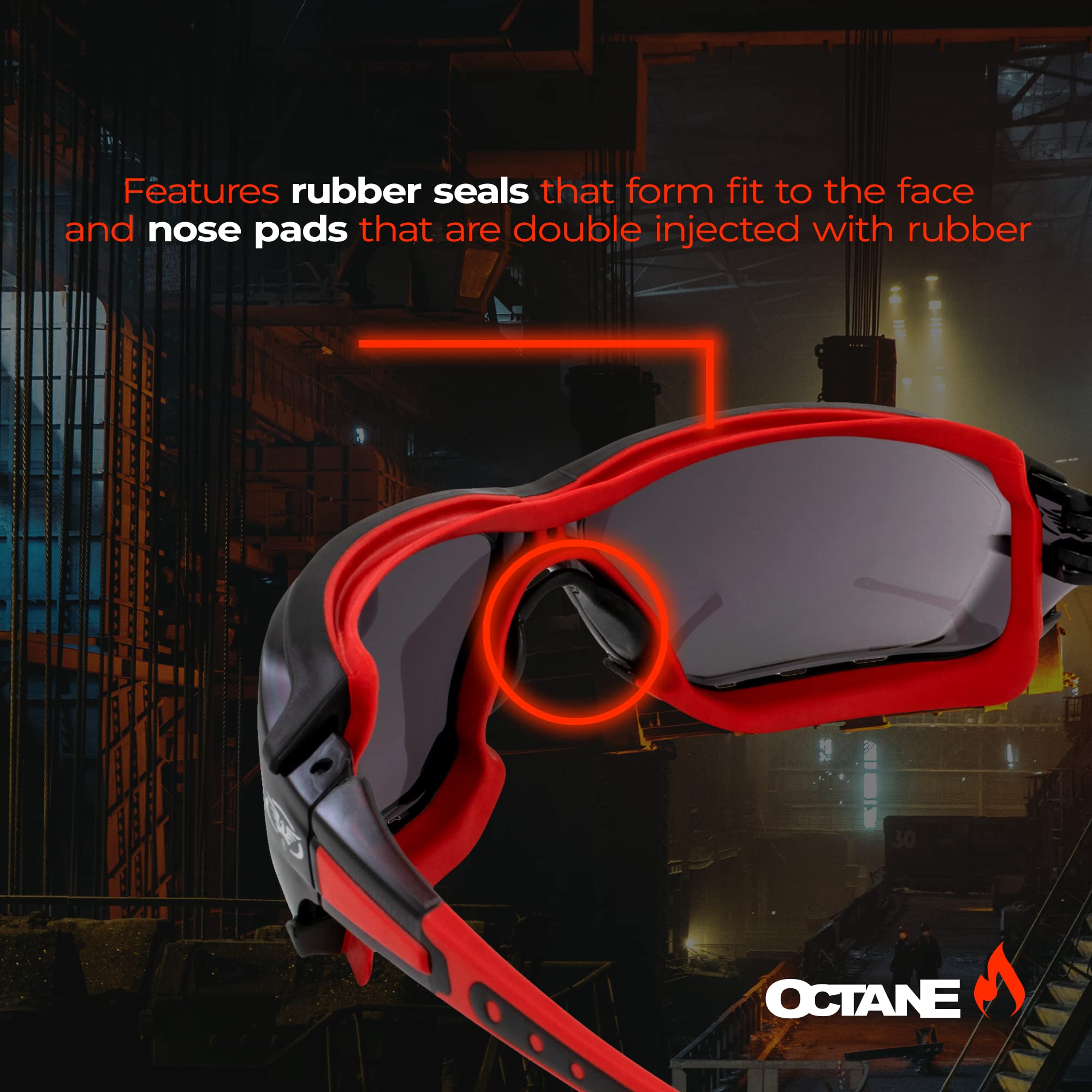 Global Vision Octane Anti-Fog Sport Motorcycle Sunglasses Red Frame W/Smoke Lenses (Red)