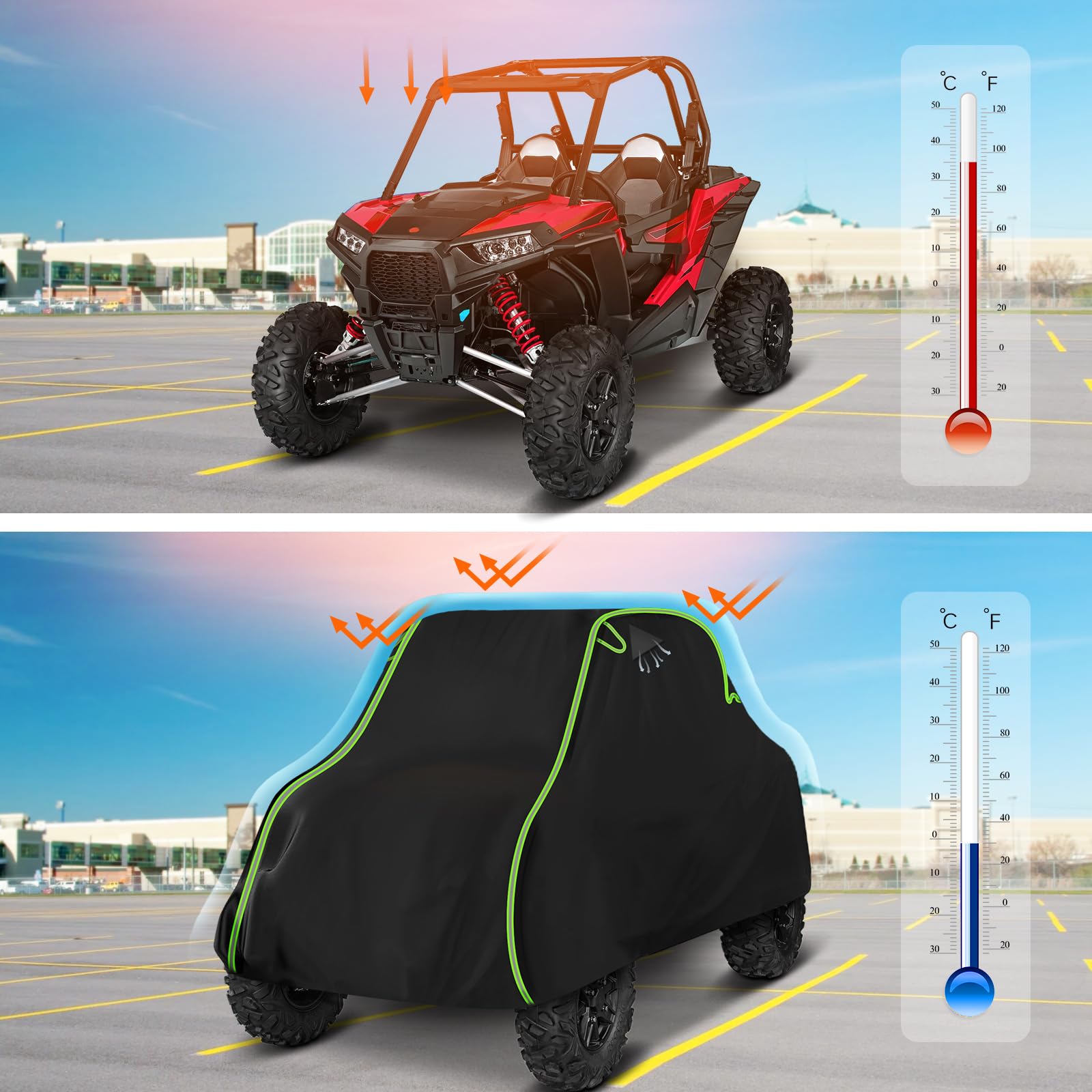 Qunsunus Utv Cover 2-3 Seater Compatible With Polaris Rzr Cover/Can-Am Defender Cover/Yamaha Yxz Cover All-Weather Protection He