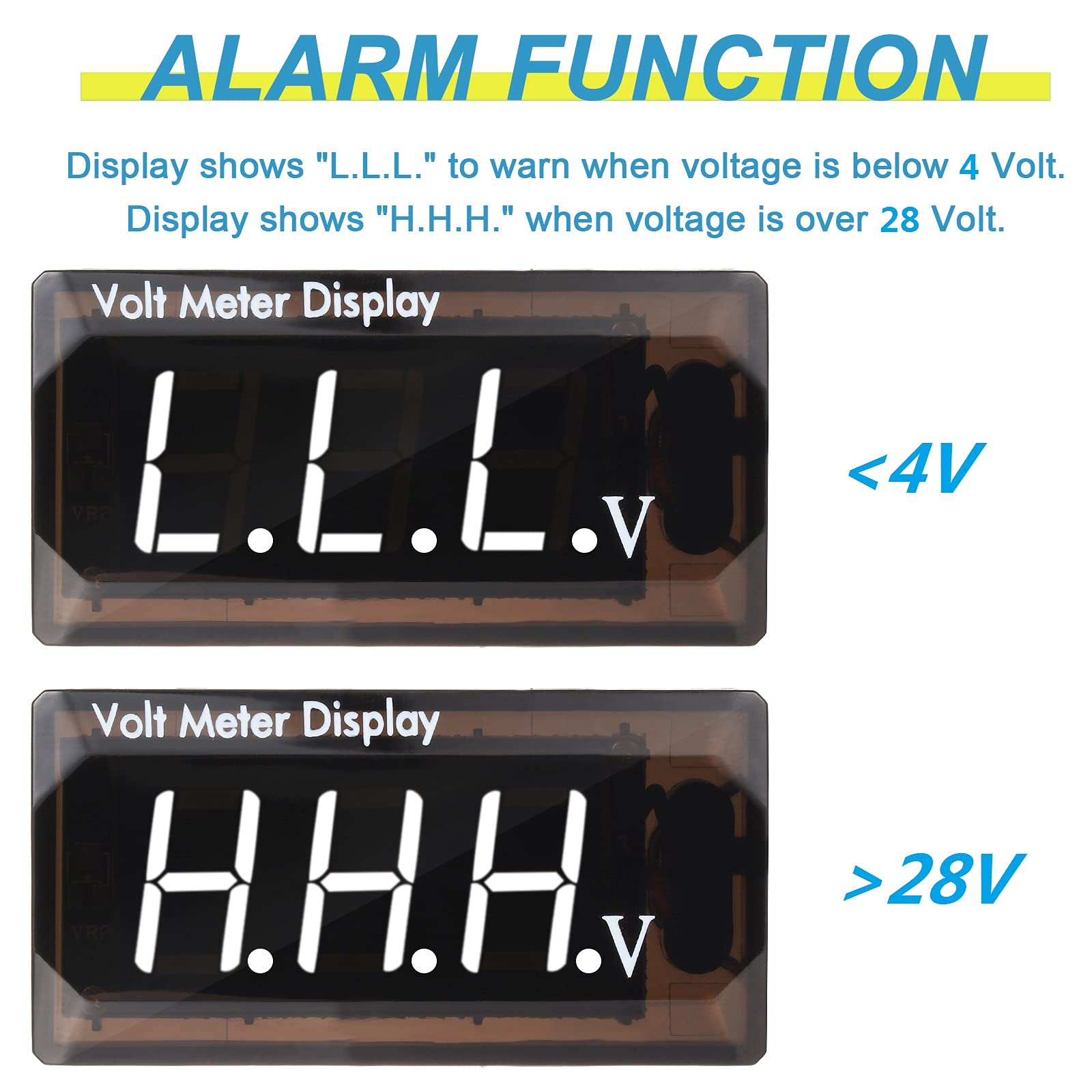 2 Pieces Dc 4 To 28V Car Digital Voltmeter 12V Voltage Meter Car Audio Gauge Led Display 12V Waterproof Voltage Gauge Meter For