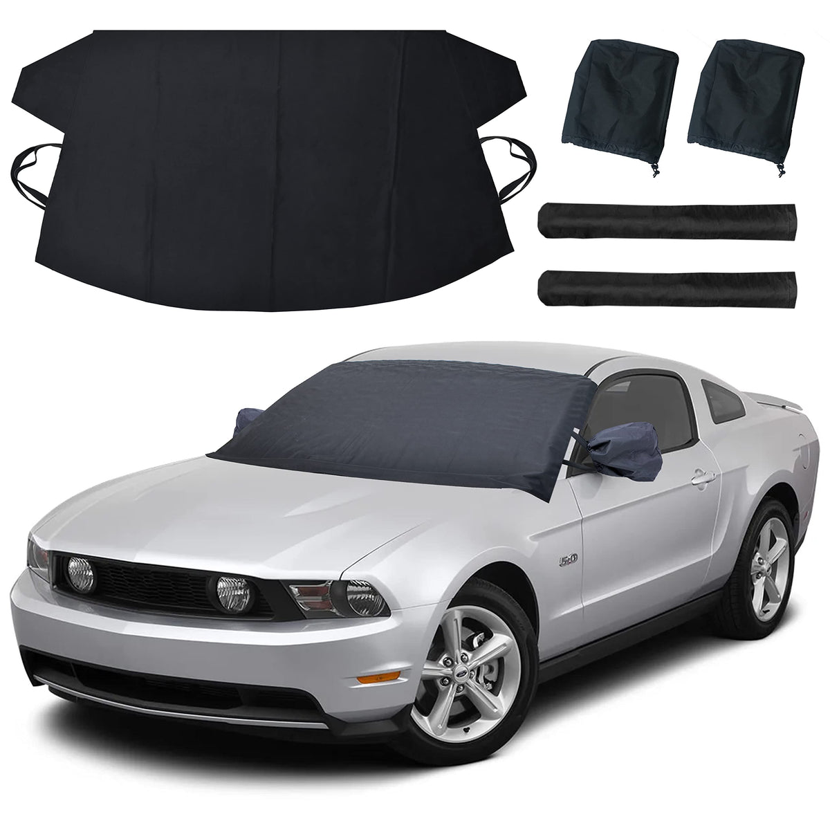 EcoNour Windshield Cover for Ice and Snow | Snow Cover for Car with Side Mirror & Wiper Protection | Durable 600D Oxford Fabric 